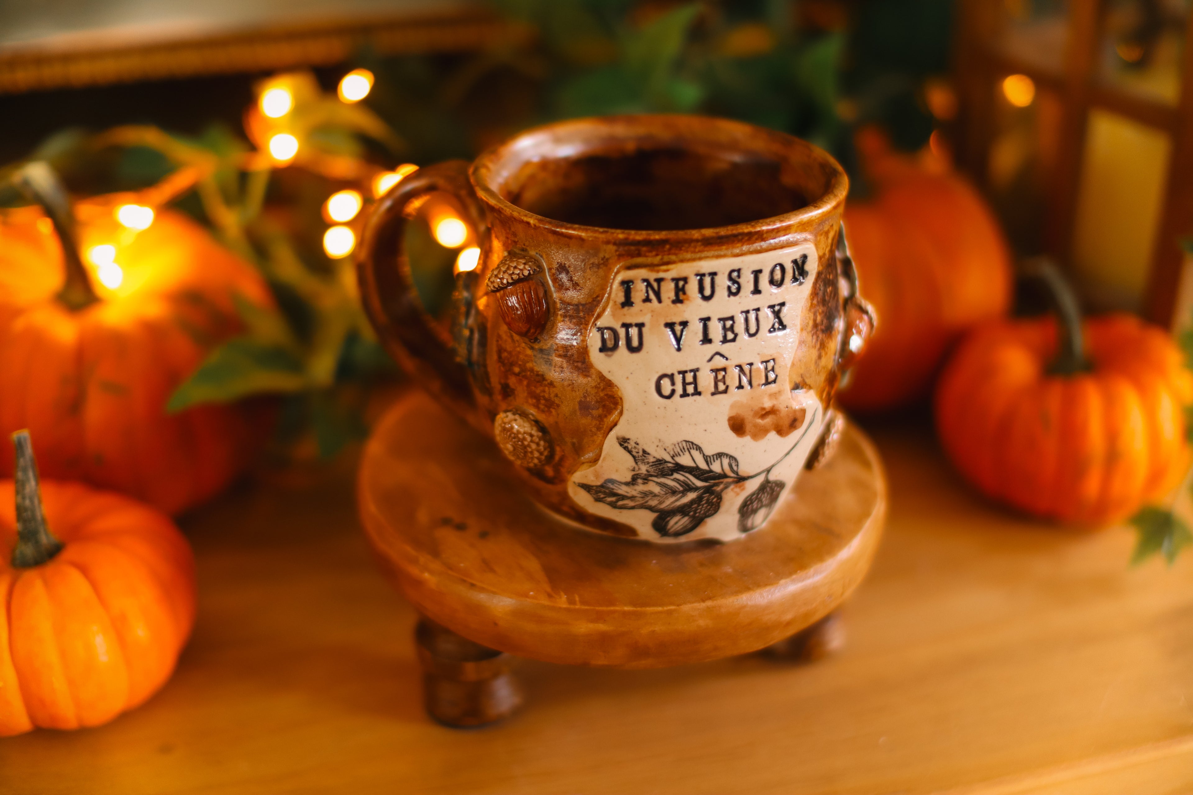 Tasse en grès style apothicaire « Infusion du vieux chêne »