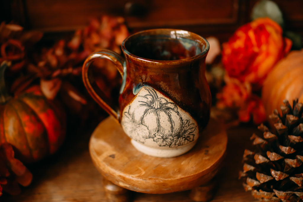 Petite tasse en grès style apothicaire  « Trésor d'automne »