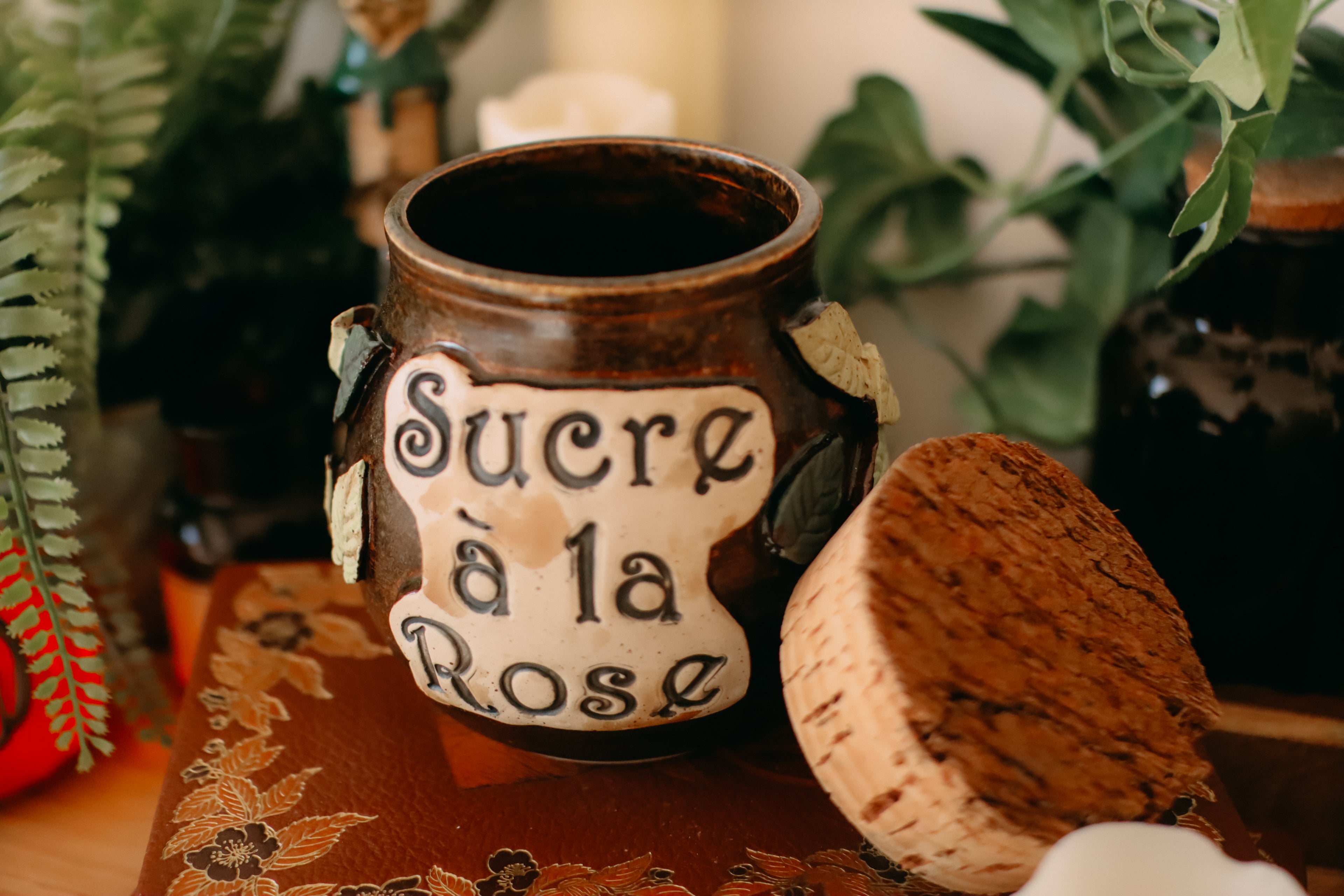 Pot pour cuisine style apothicaire « Sucre à la rose » en grès