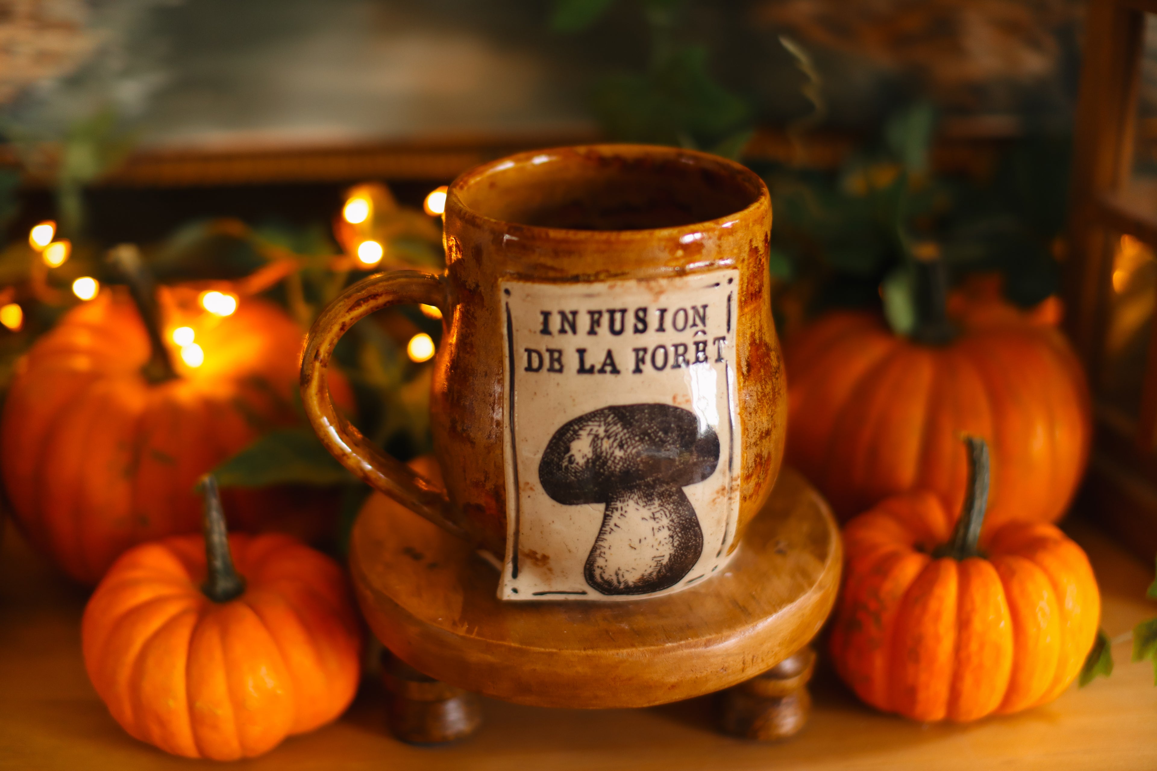 Tasse en grès style apothicaire  « Infusion de la forêt »