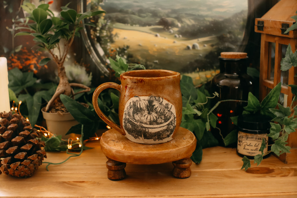 Petite tasse en grès style apothicaire  « Récolte d'automne »