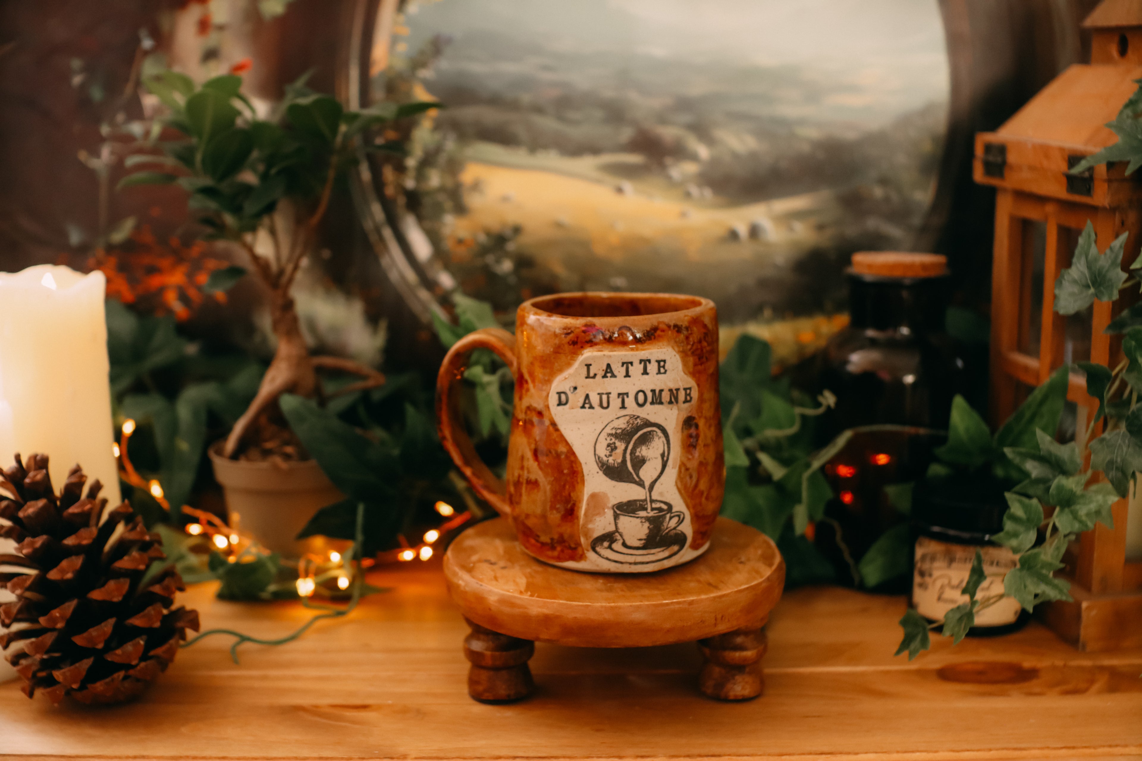 Petite tasse en grès style apothicaire  « Latte d'automne »
