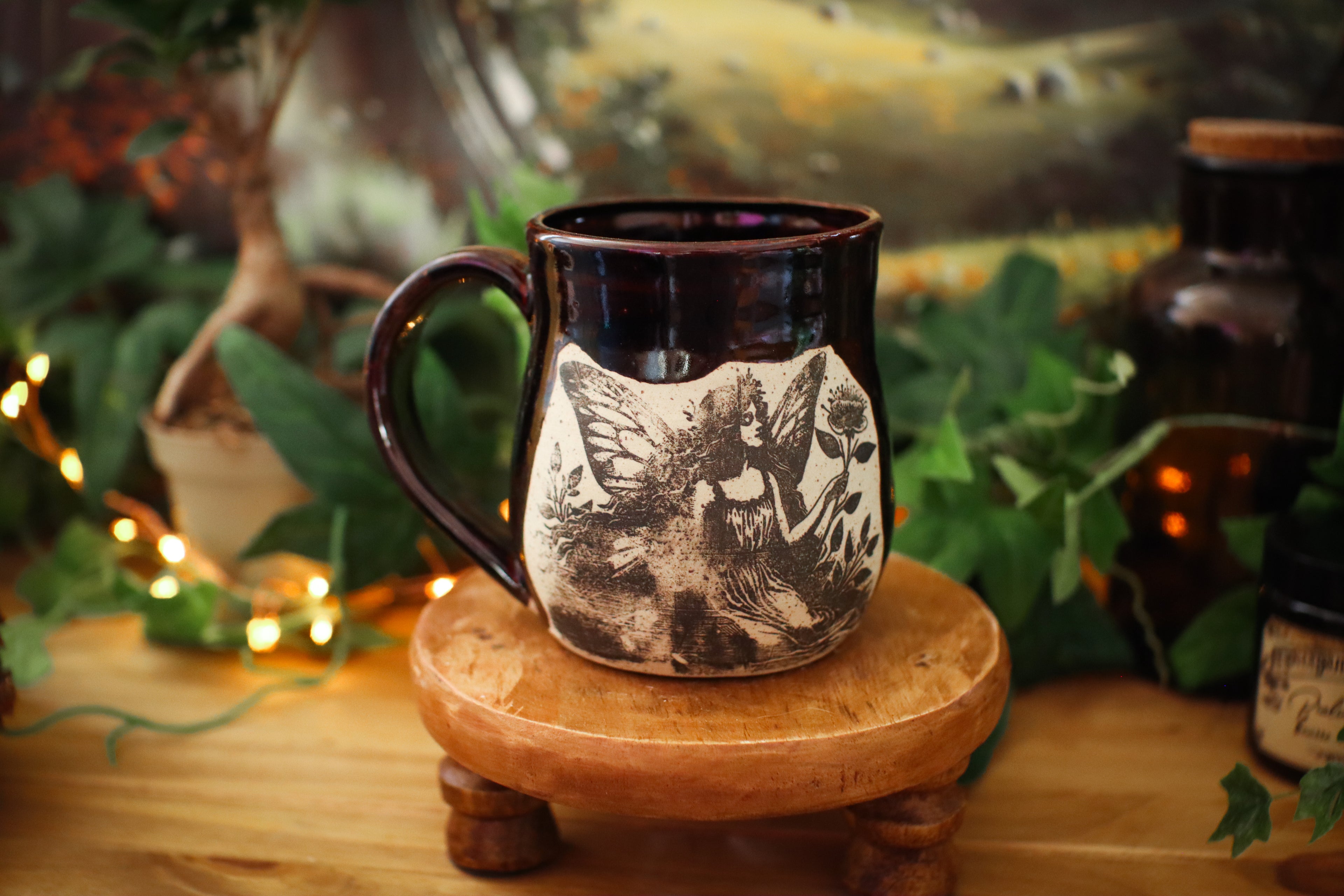 Grande tasse en grès « fée des fleurs »