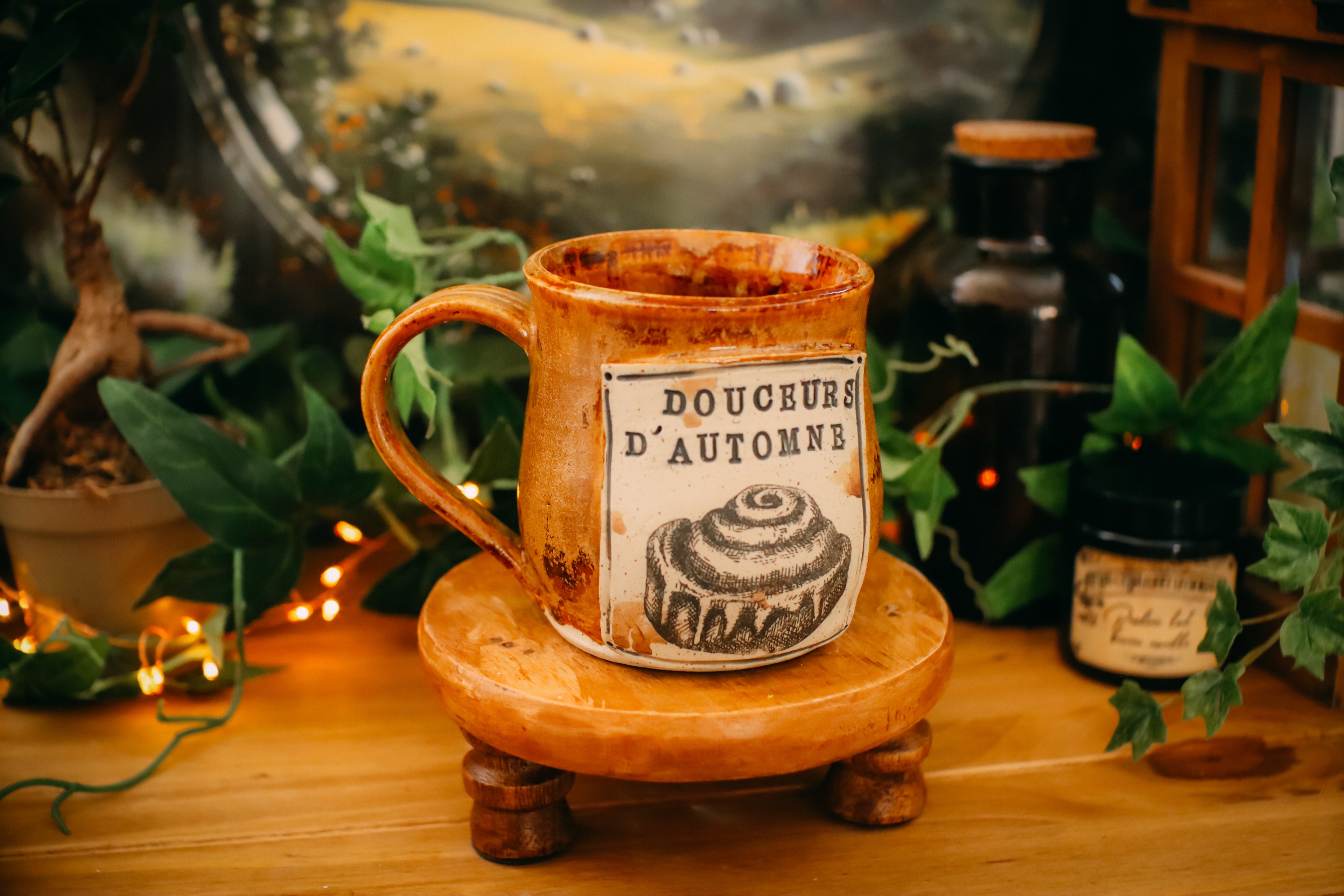Tasse en grès style apothicaire  « Douceurs d'automne »