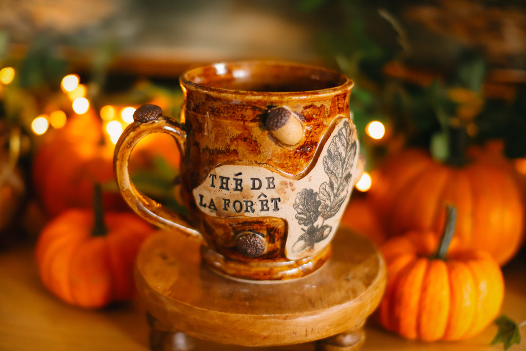Élégante tasse en grès style apothicaire  « Thé de la forêt »