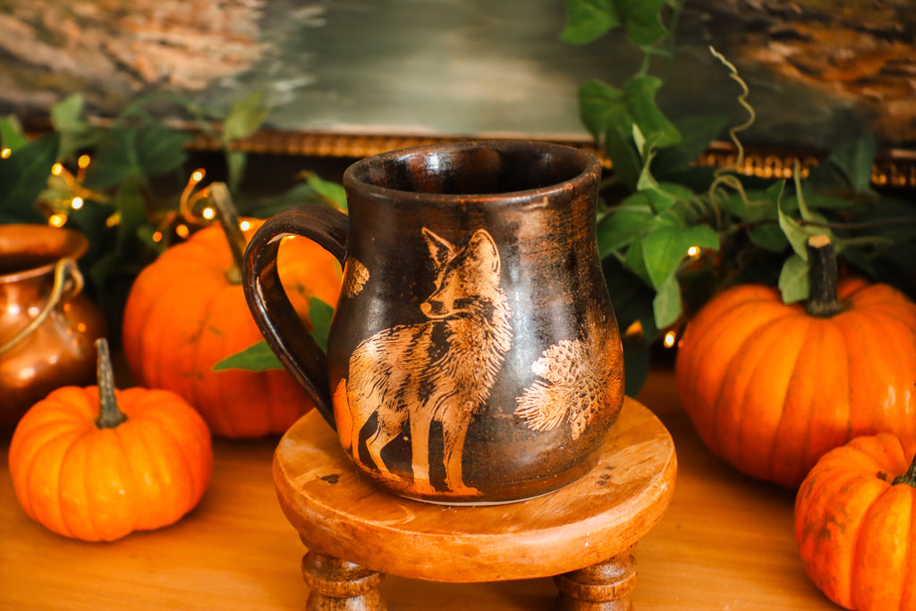 Tasse en grès style apothicaire « Renard doré  » en or 22 carats