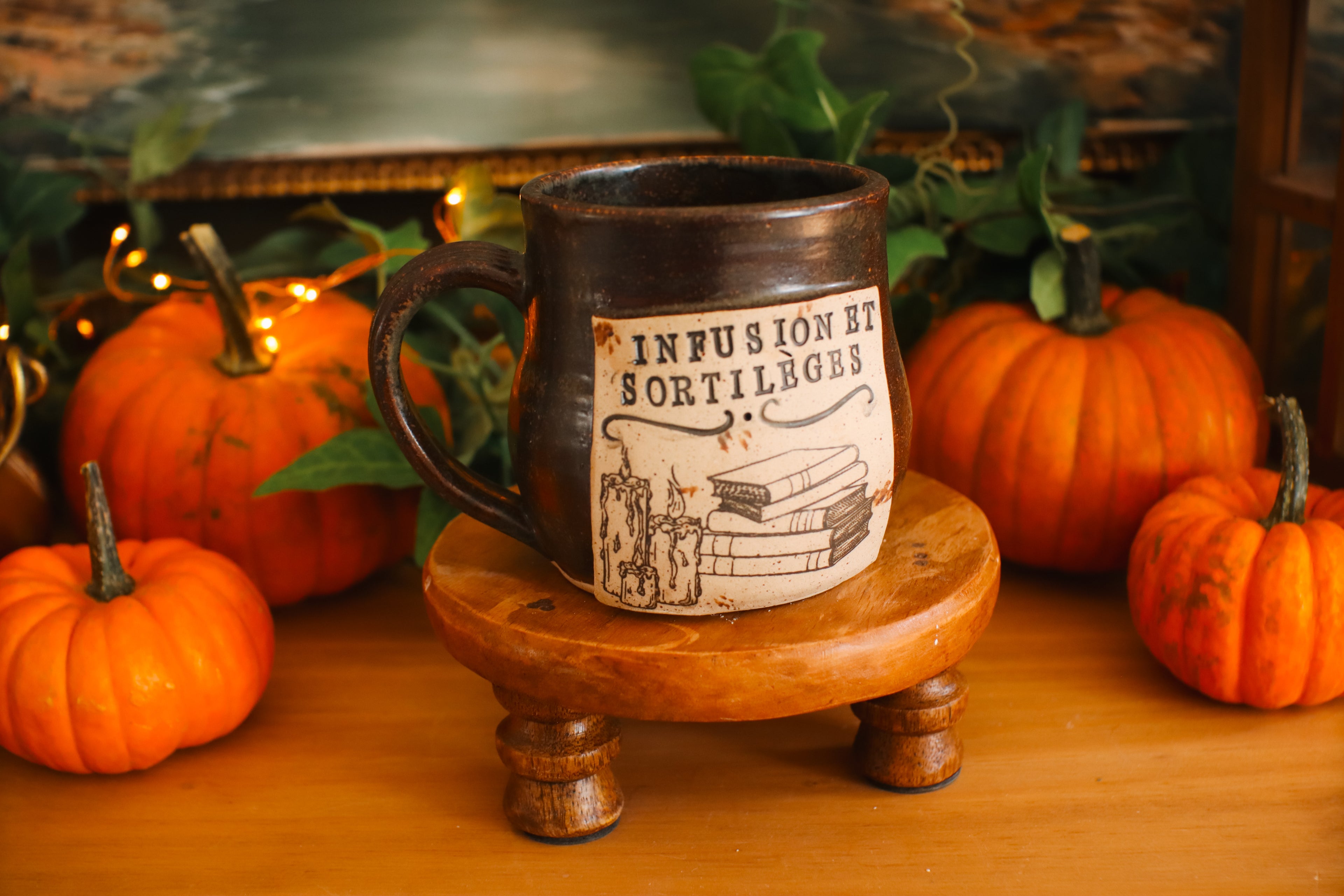 Tasse en grès style apothicaire  « Infusion et sortilèges »