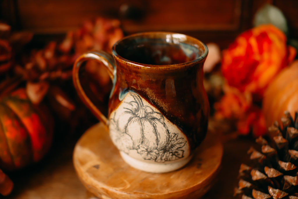 Petite tasse en grès style apothicaire  « Trésor d'automne »
