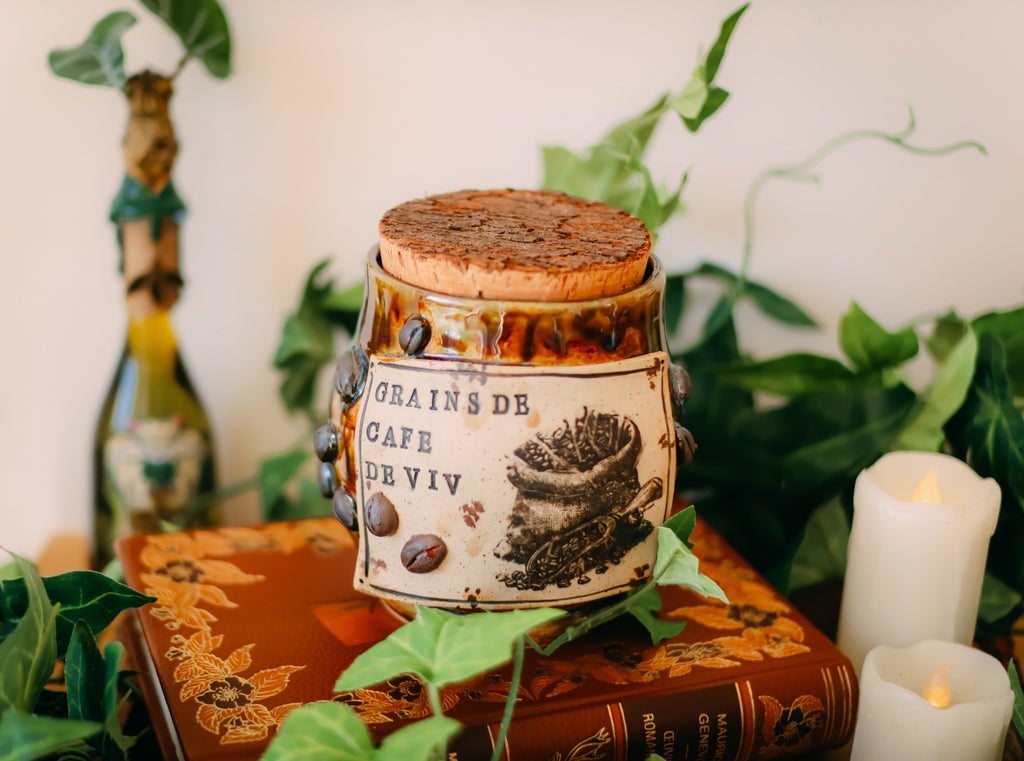 Pot en grès style apothicaire « Grains de café de Viv »