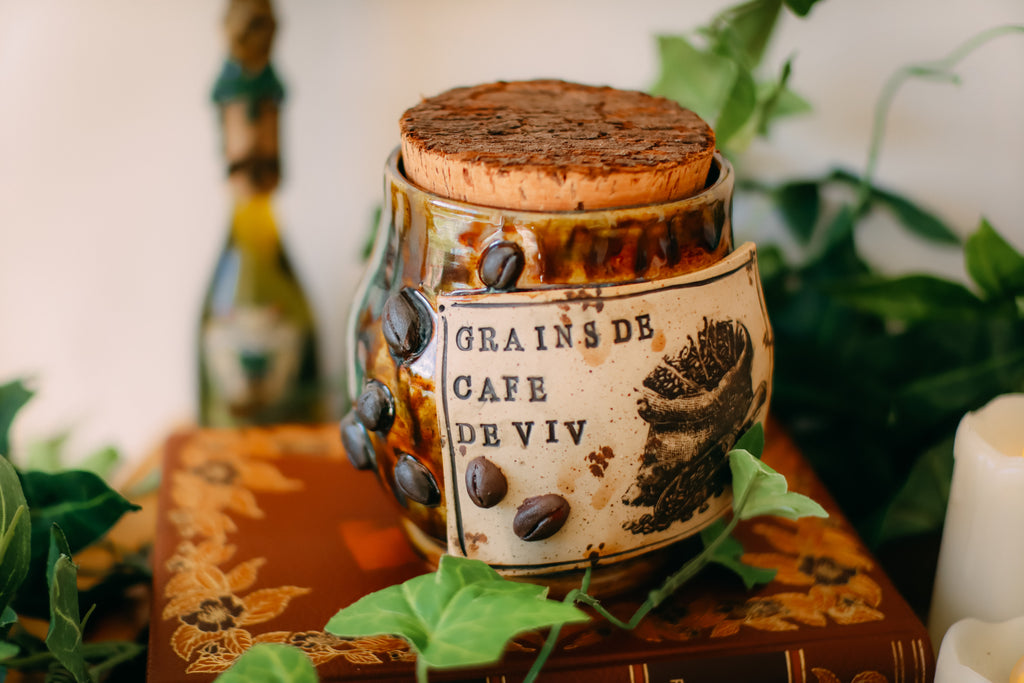Pot en grès style apothicaire « Grains de café de Viv »