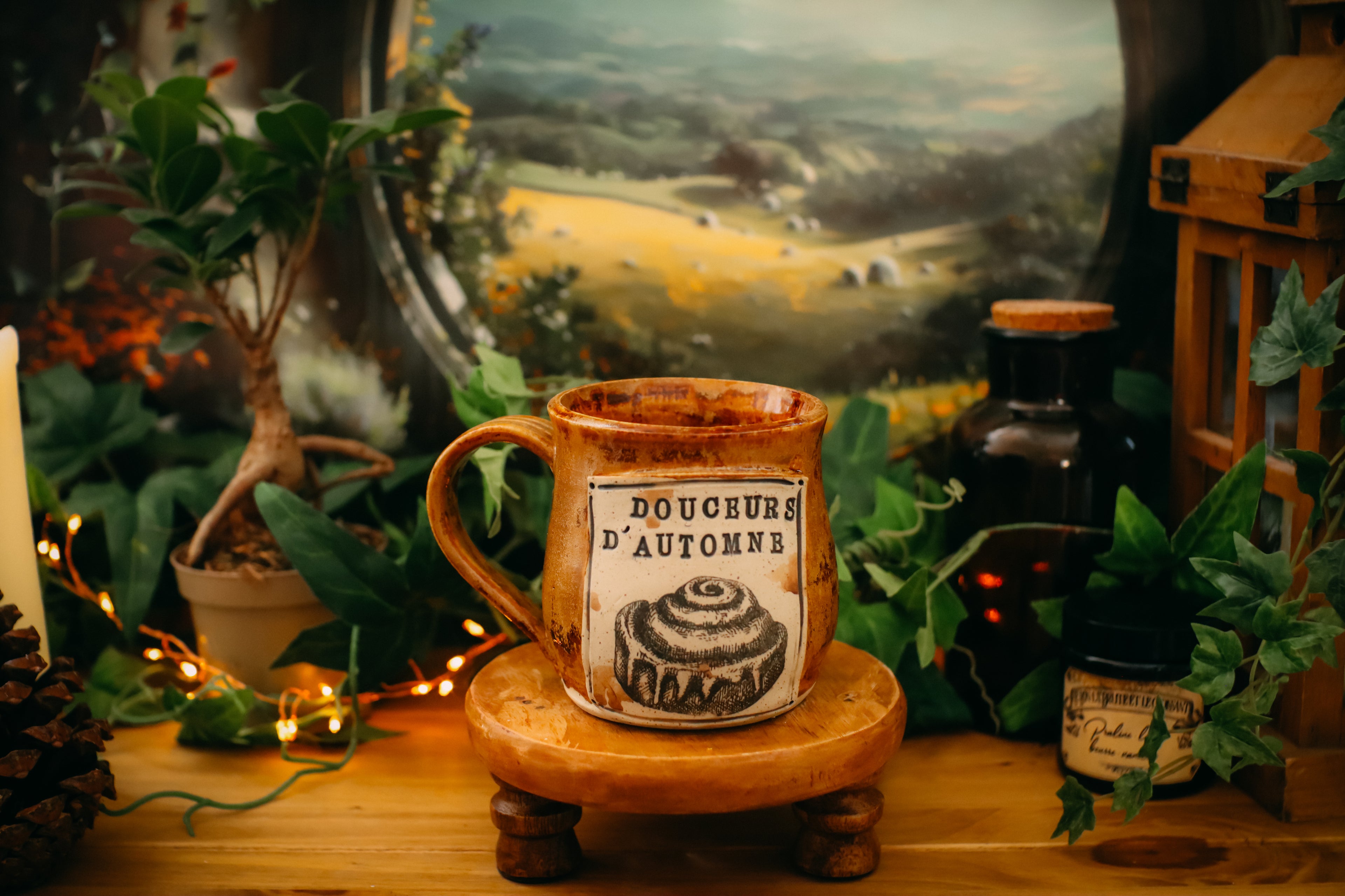 Tasse en grès style apothicaire  « Douceurs d'automne »