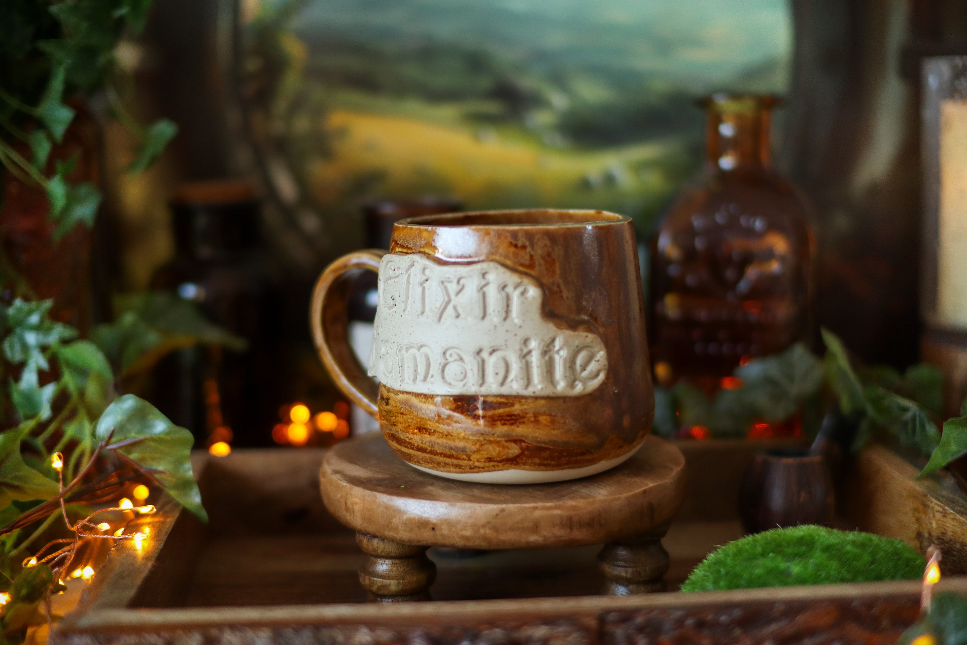 Tasse en grès style apothicaire « Élixir d'Amanite »