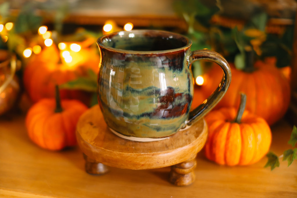 Grande tasse en grès style apothicaire  « Latte pour moment cosy »