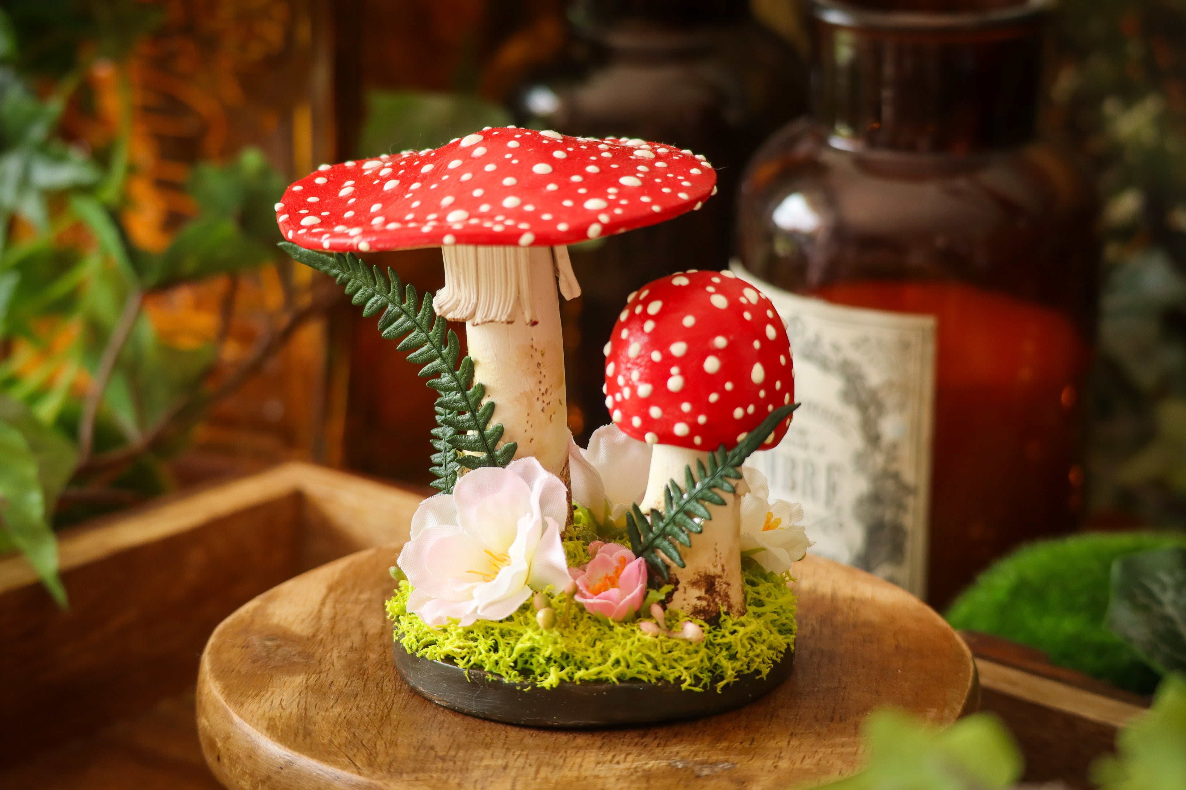 Socle décoratif duo d’amanites tue-mouches