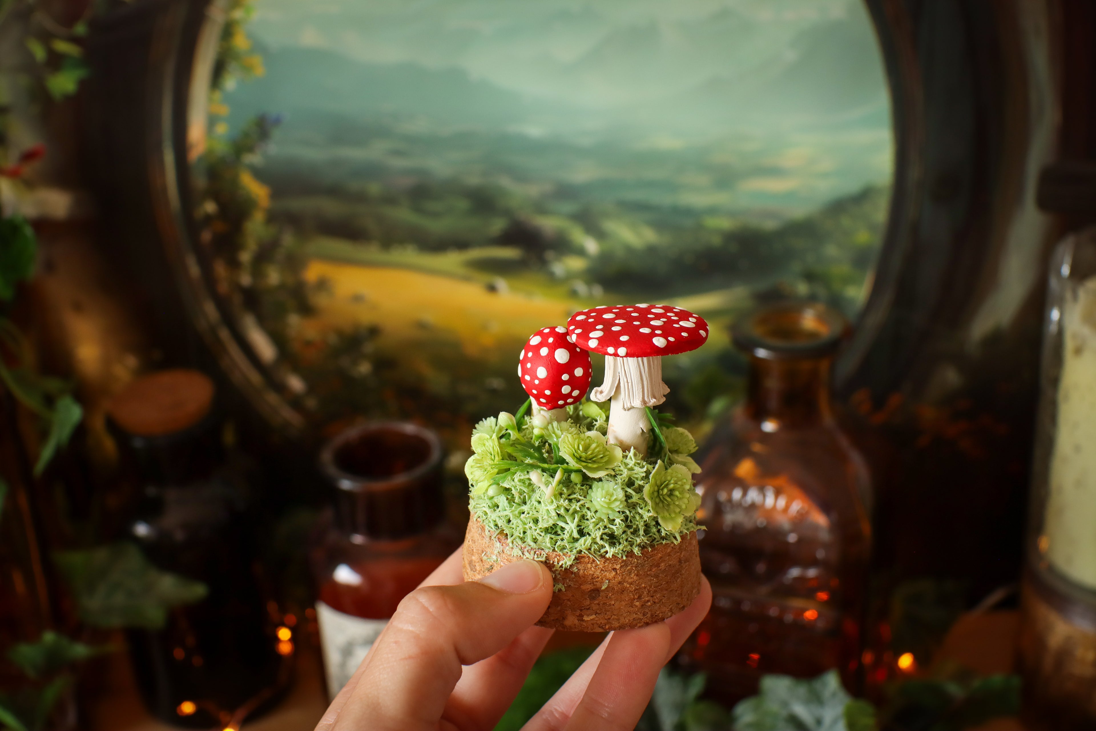 Mini-cloche aux amanites « Écrin de forêt »