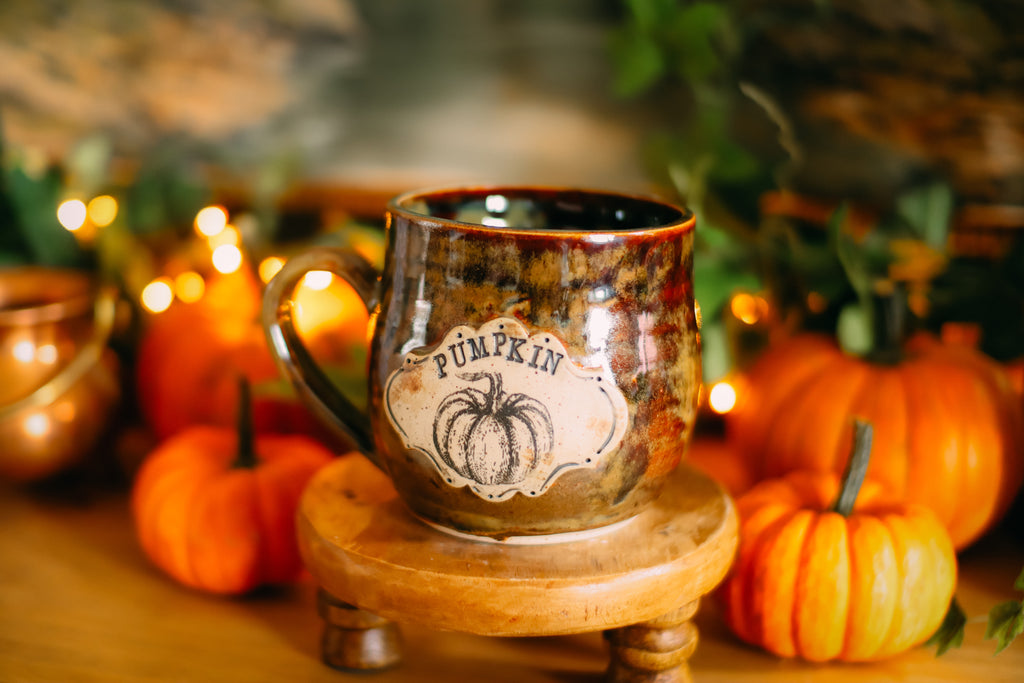 Élégante tasse en grès style apothicaire « PUMPKIN »