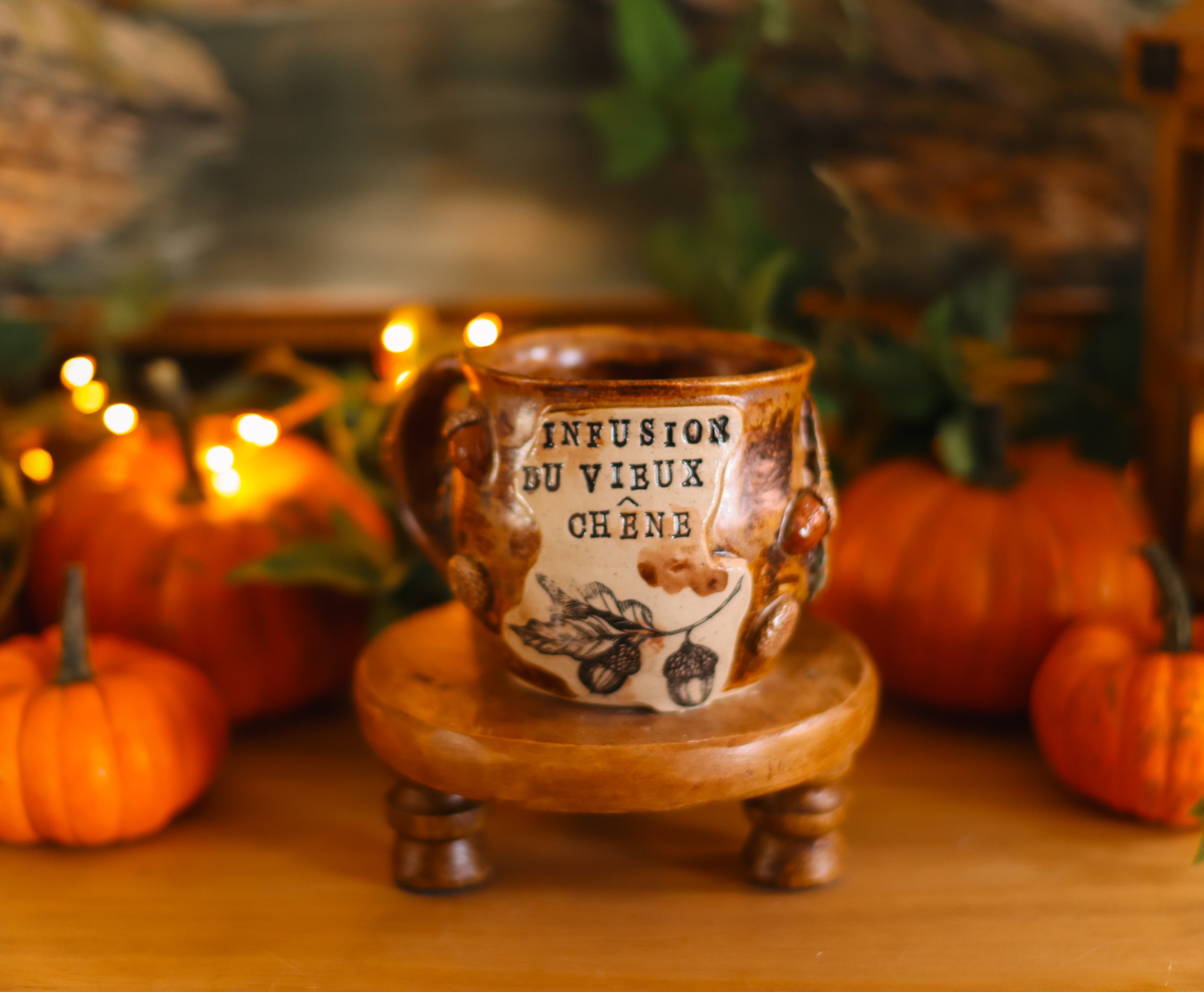 Tasse en grès style apothicaire « Infusion du vieux chêne »