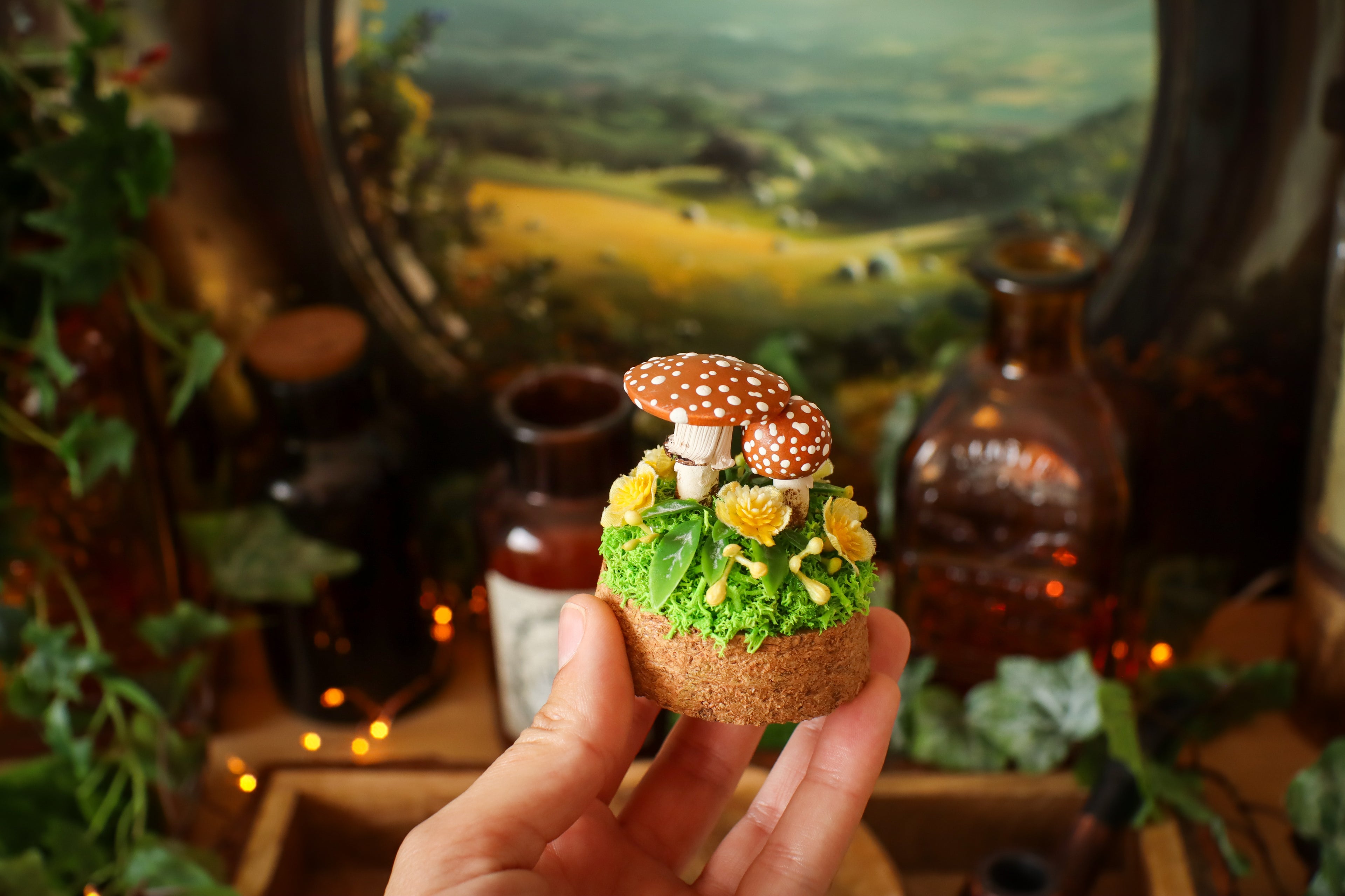Mini-cloche aux amanites « Écrin de forêt »