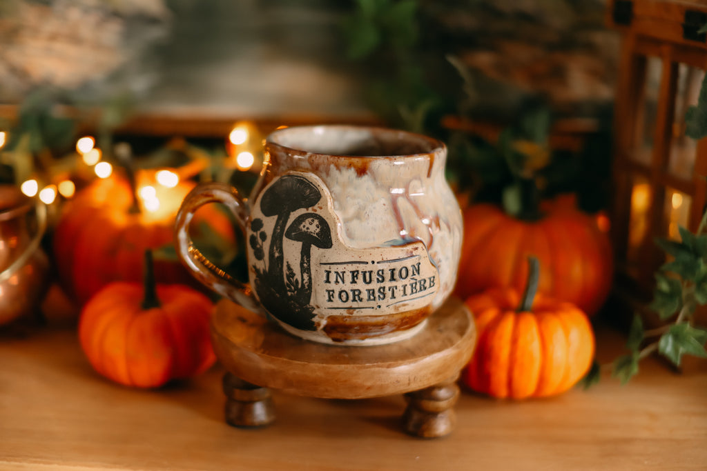 Tasse-chaudron en grès style apothicaire  « Infusion forestière »