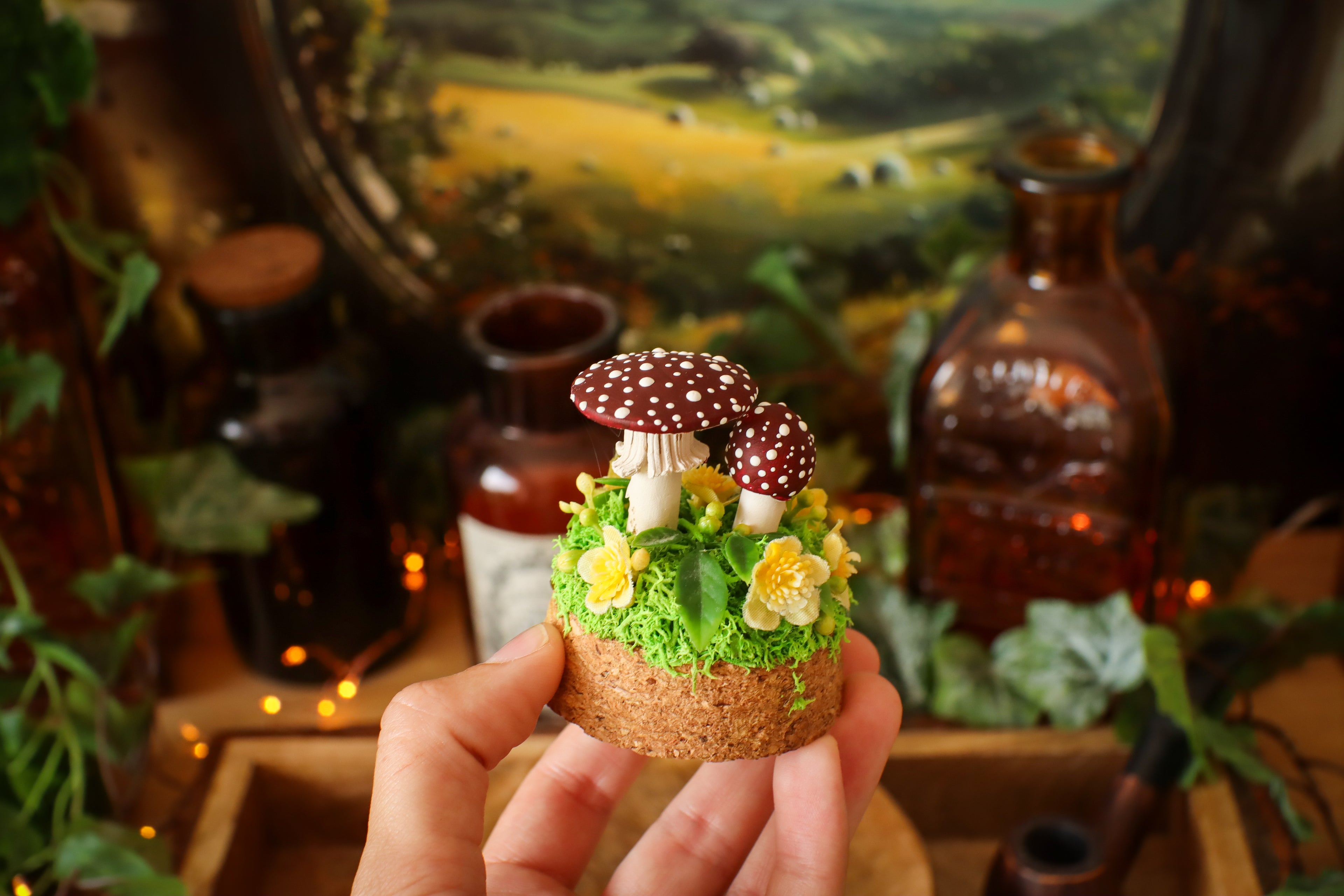 Mini-cloche aux amanites « Écrin de forêt »