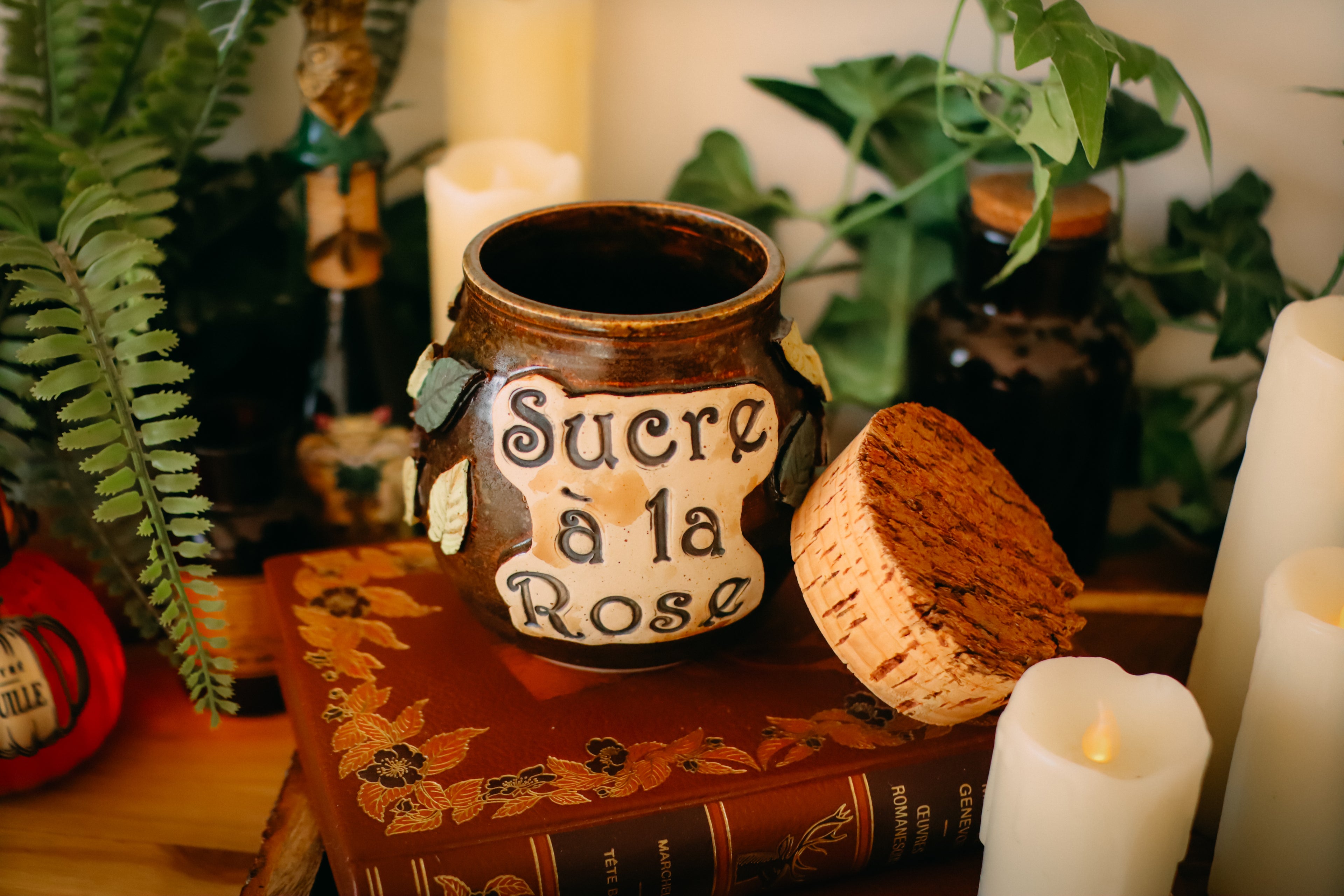 Pot pour cuisine style apothicaire « Sucre à la rose » en grès