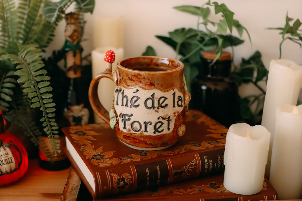 Petite tasse en grès style apothicaire  « Thé de la forêt »