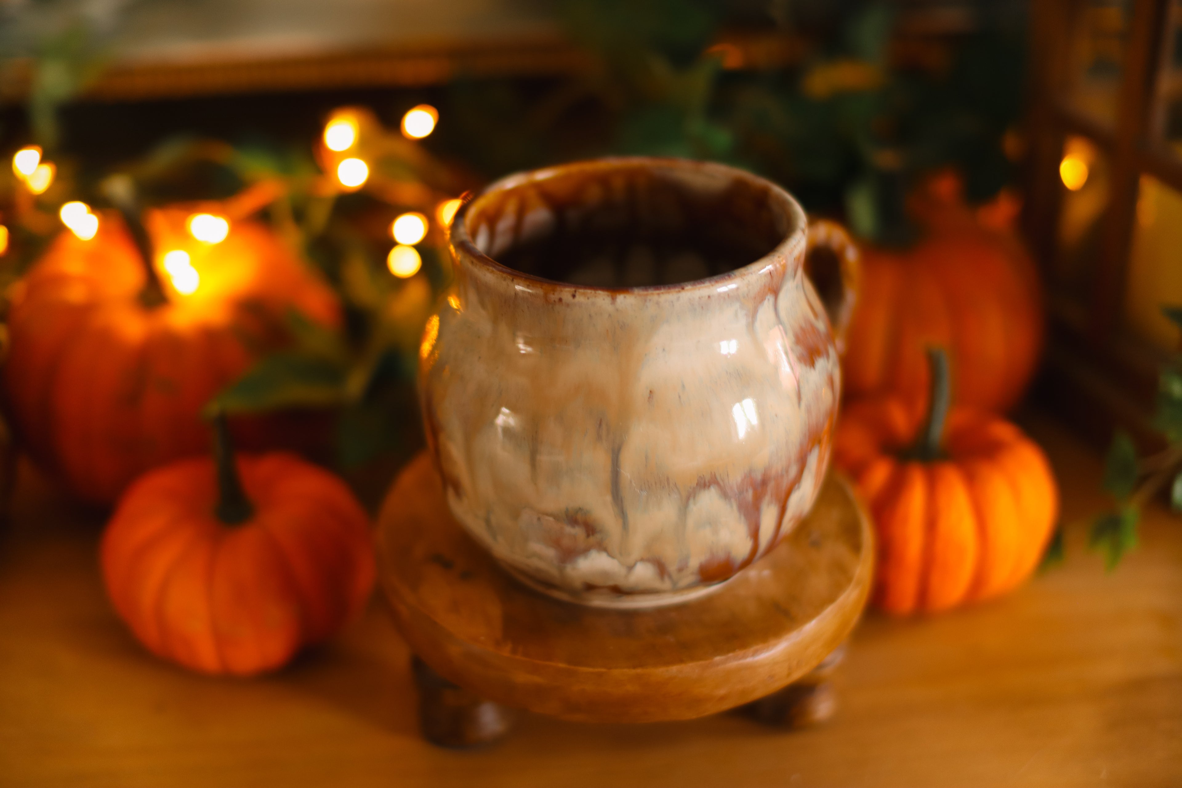 Tasse-chaudron en grès style apothicaire  « Infusion forestière »