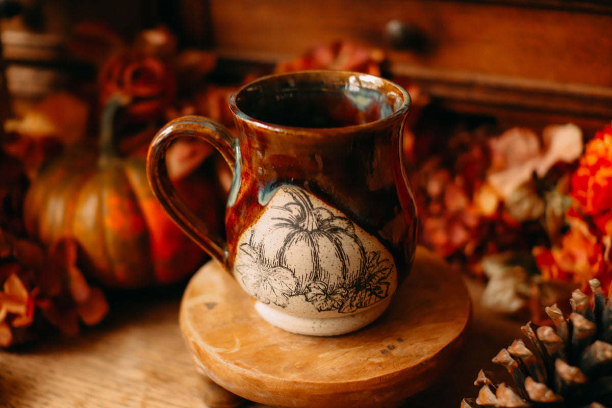 Petite tasse en grès style apothicaire  « Trésor d'automne »