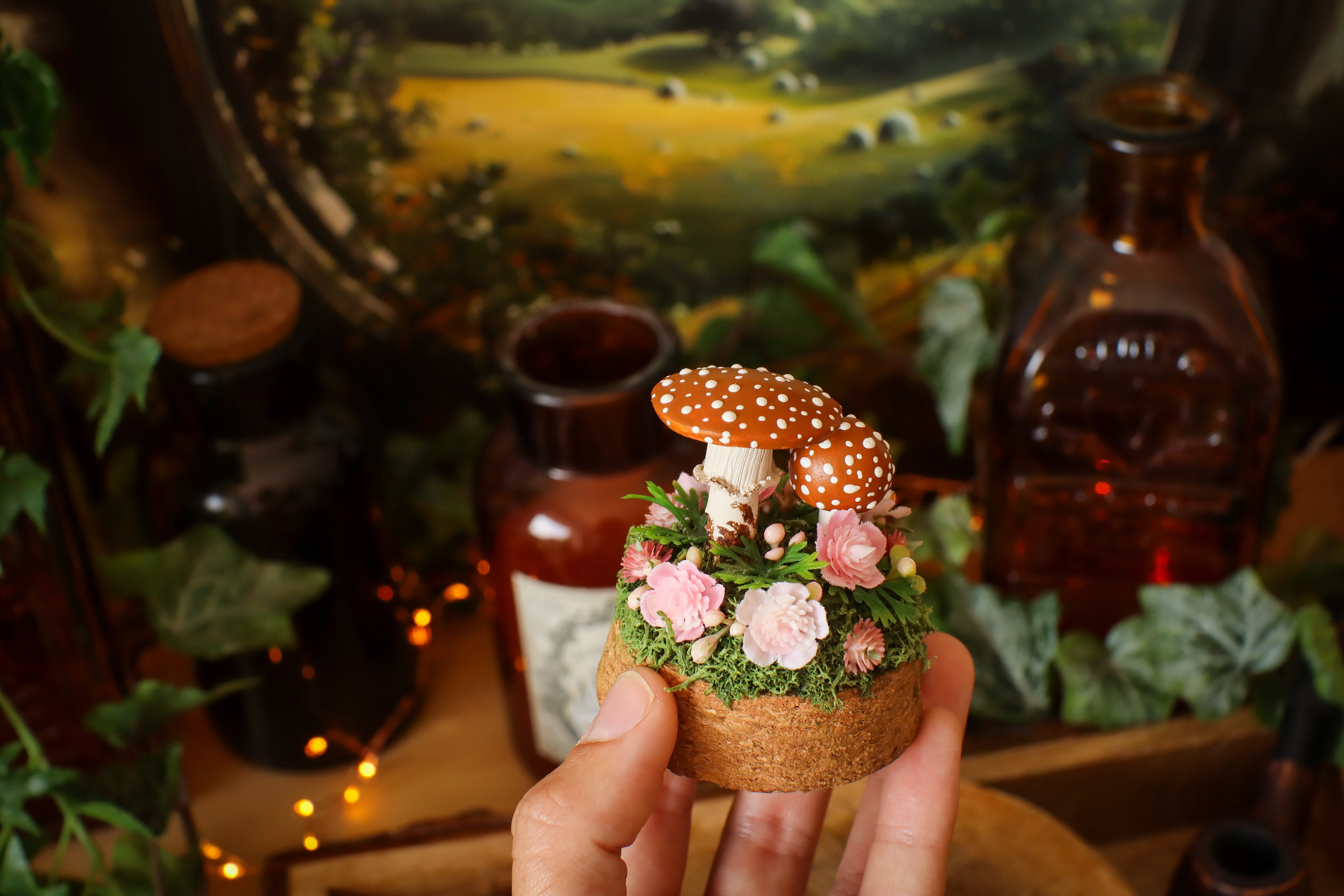 Mini-cloche aux amanites « Écrin de forêt »
