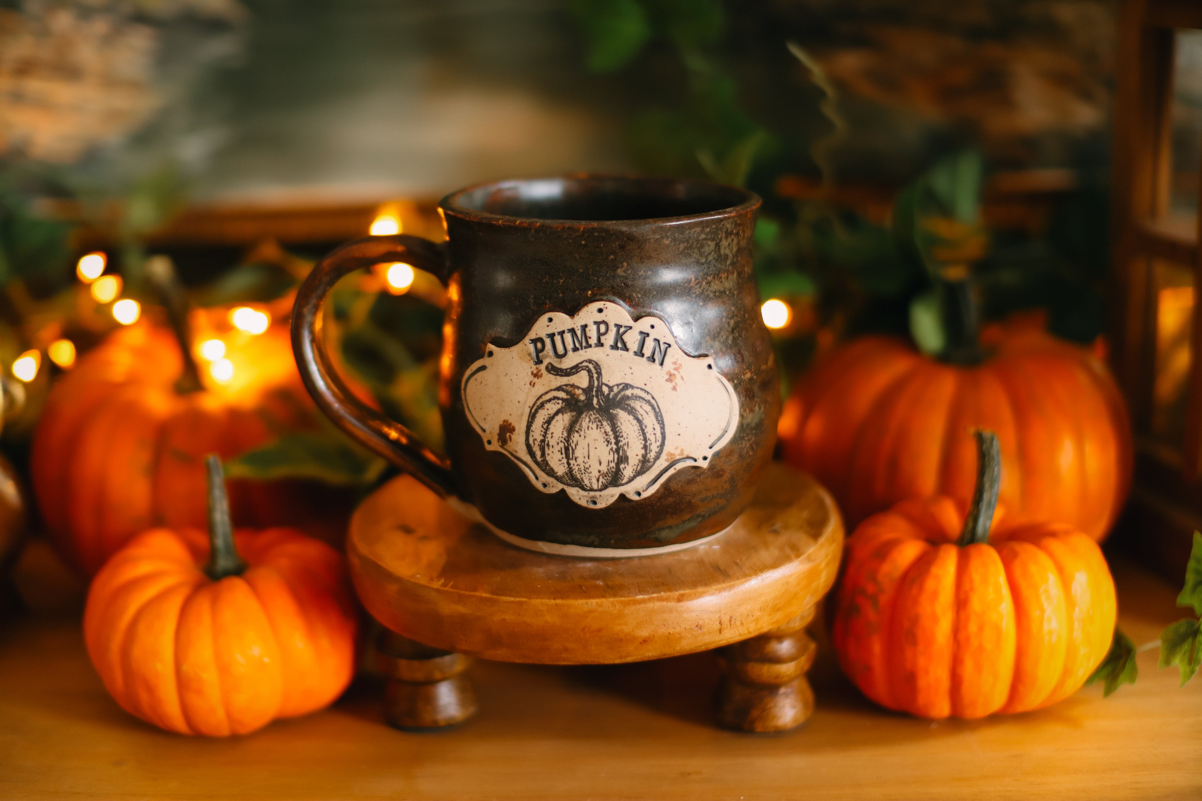 Élégante tasse en grès style apothicaire « PUMPKIN »