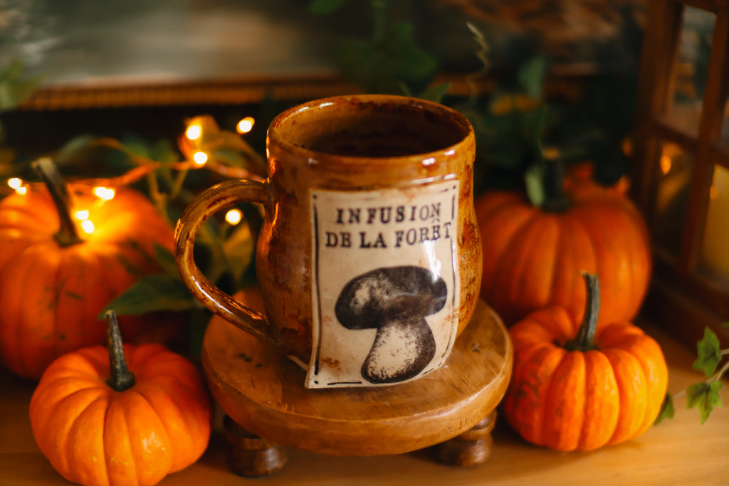 Tasse en grès style apothicaire  « Infusion de la forêt »