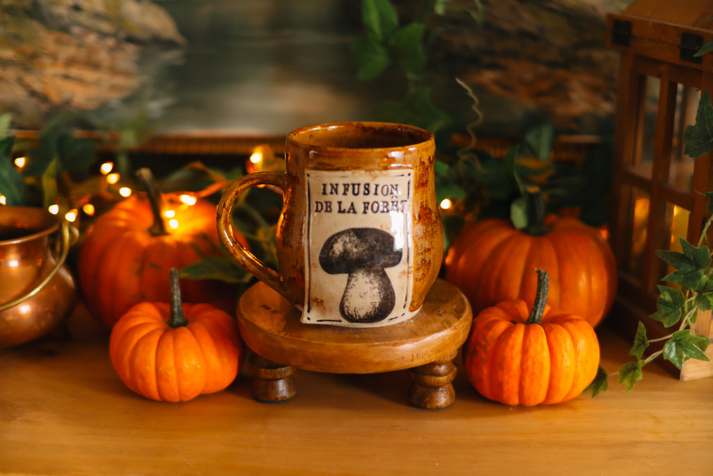 Tasse en grès style apothicaire  « Infusion de la forêt »