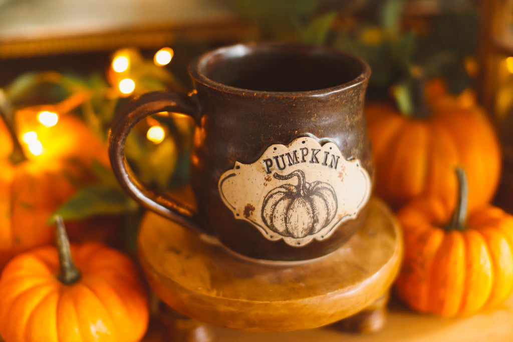 Élégante tasse en grès style apothicaire « PUMPKIN »