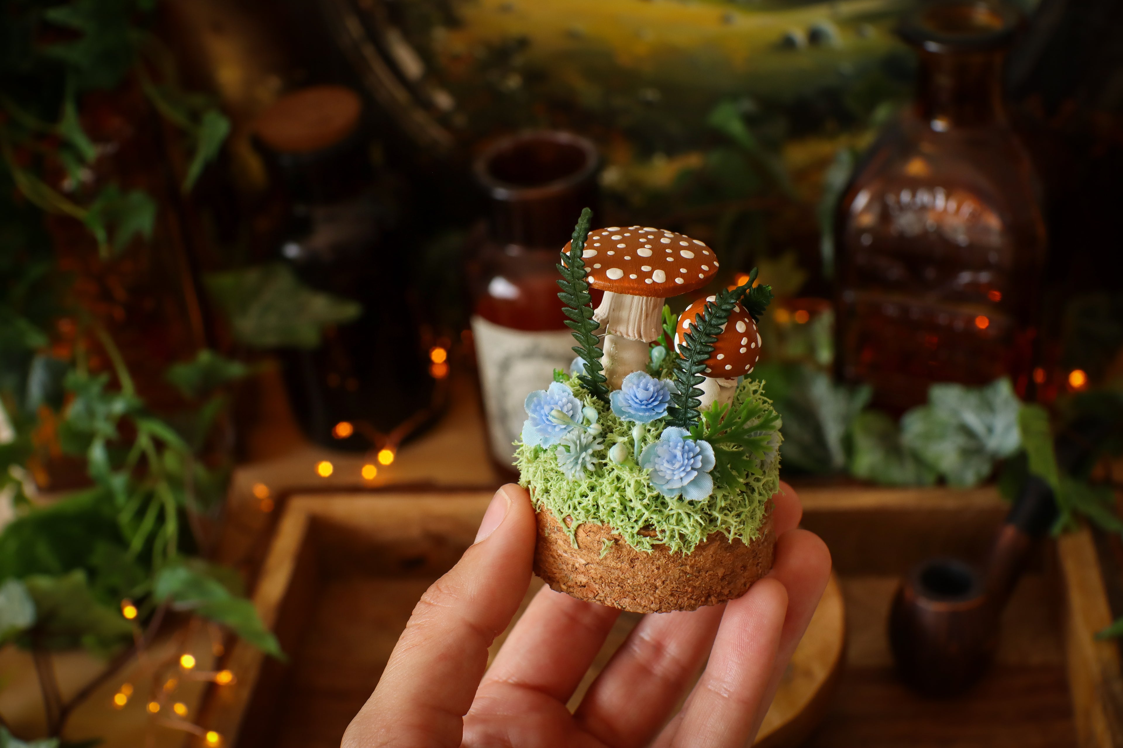 Mini-cloche aux amanites « Écrin de forêt »