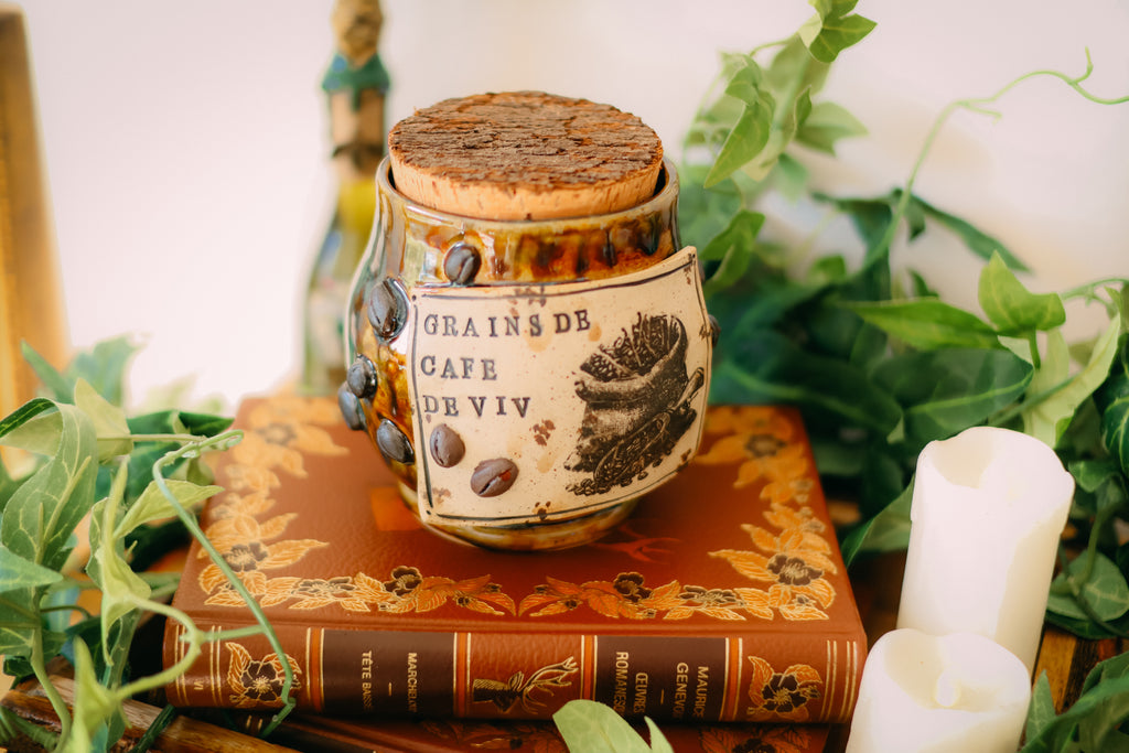 Pot en grès style apothicaire « Grains de café de Viv »