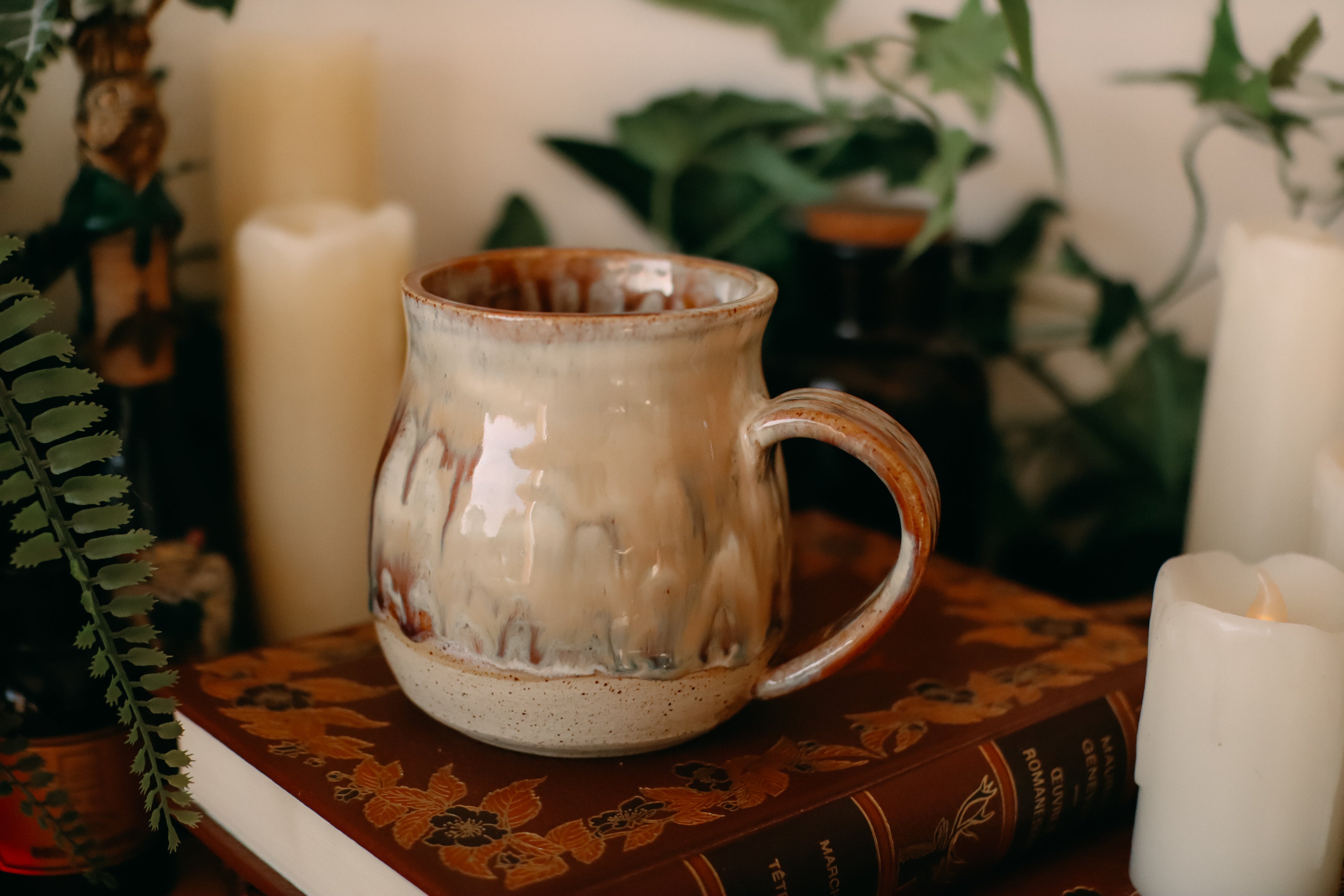 Petite tasse en grès illustration vintage « Bureau de l'astronome »
