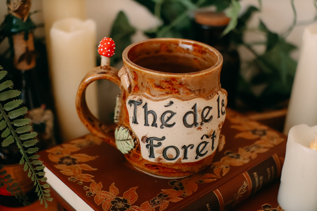 Petite tasse en grès style apothicaire  « Thé de la forêt »