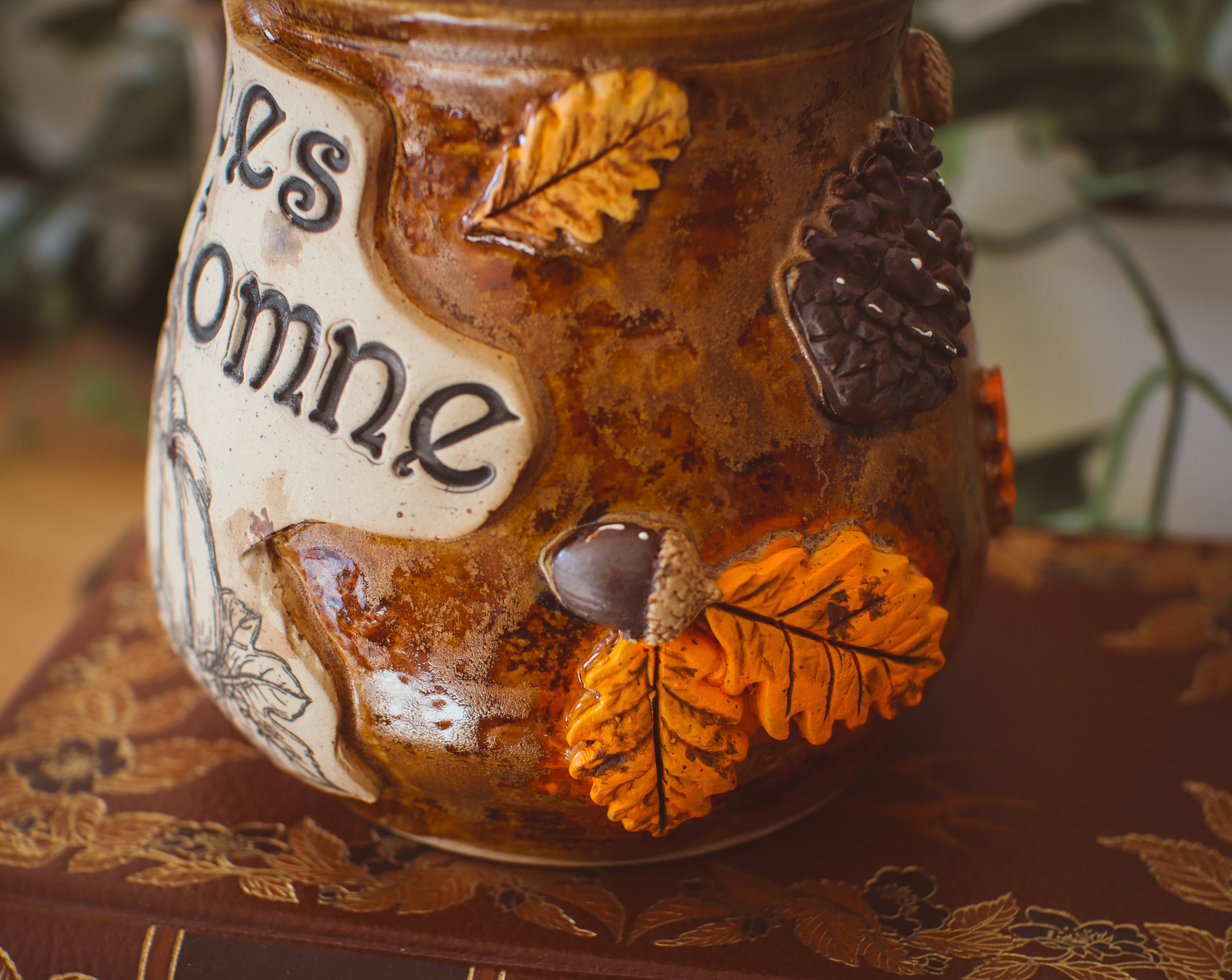 Grand pot pour cuisine style apothicaire « Épices d'automne » en grès