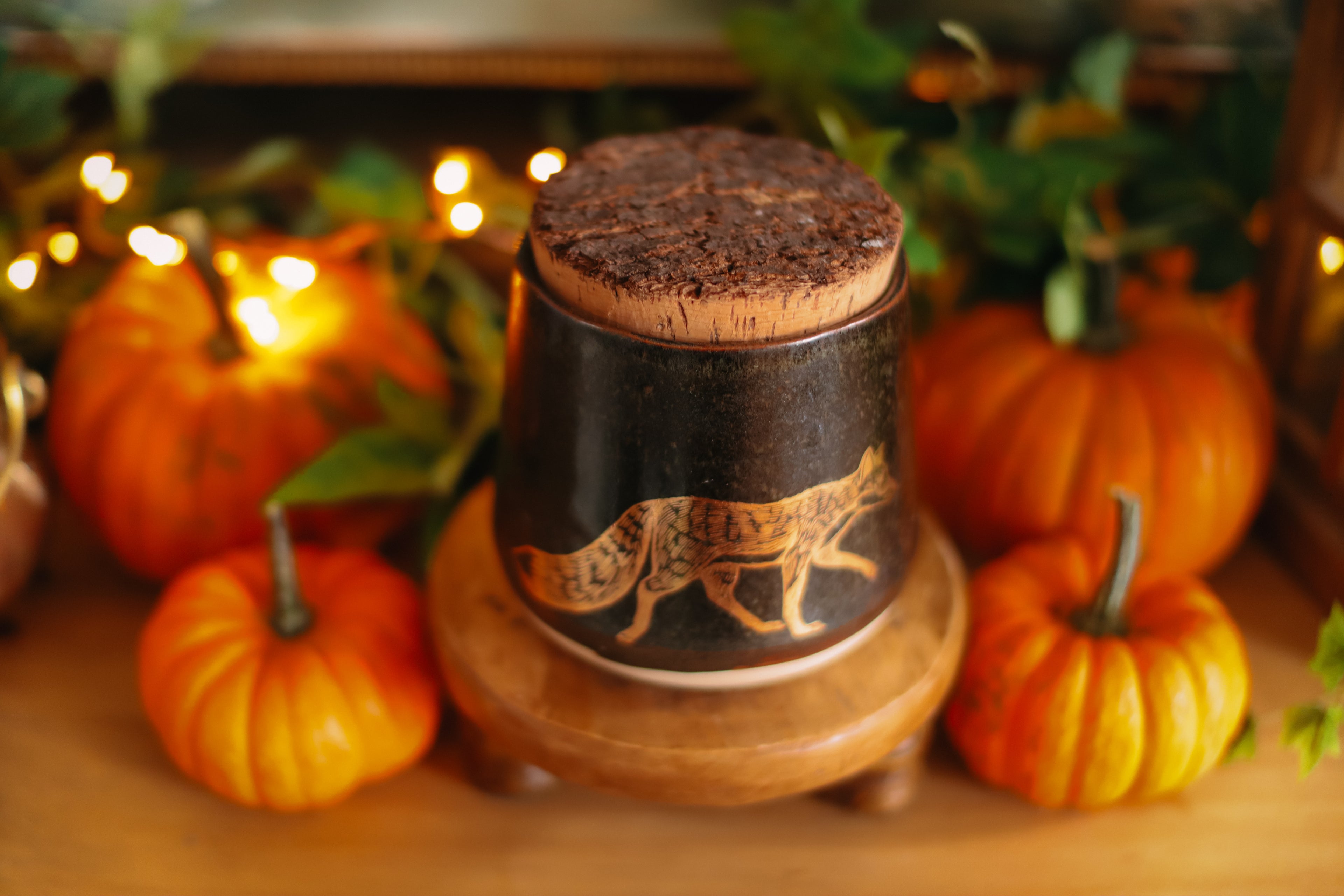 Petit pot pour cuisine style apothicaire avec or 22k « Esprit de la forêt » en grès