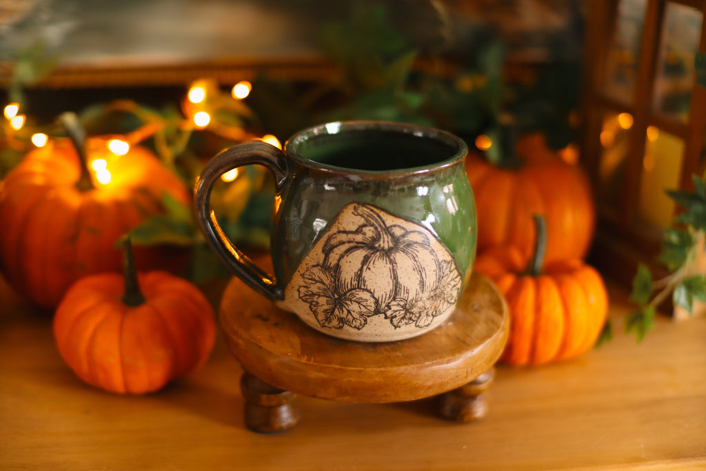 Petite tasse en grès style apothicaire  « Trésor d'automne »