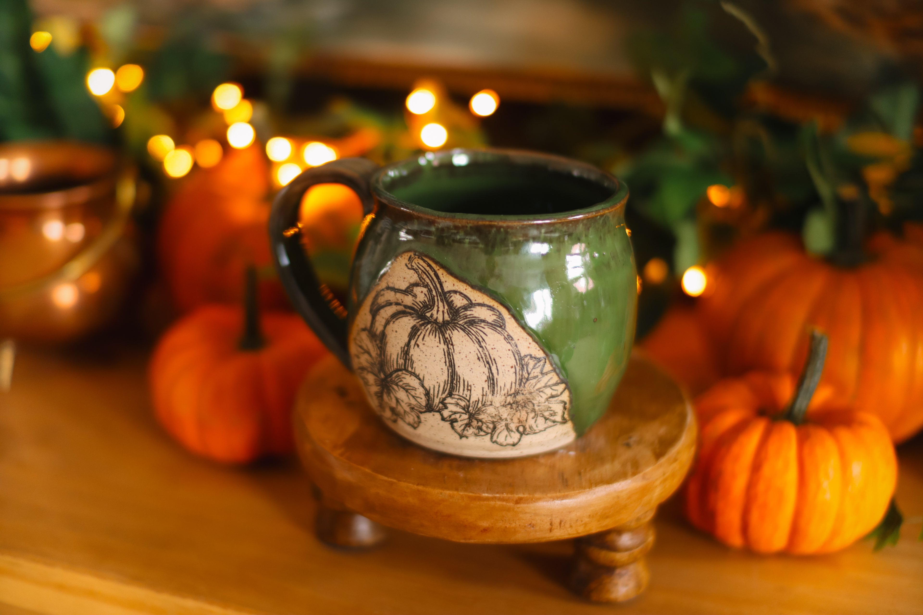 Petite tasse en grès style apothicaire  « Trésor d'automne »