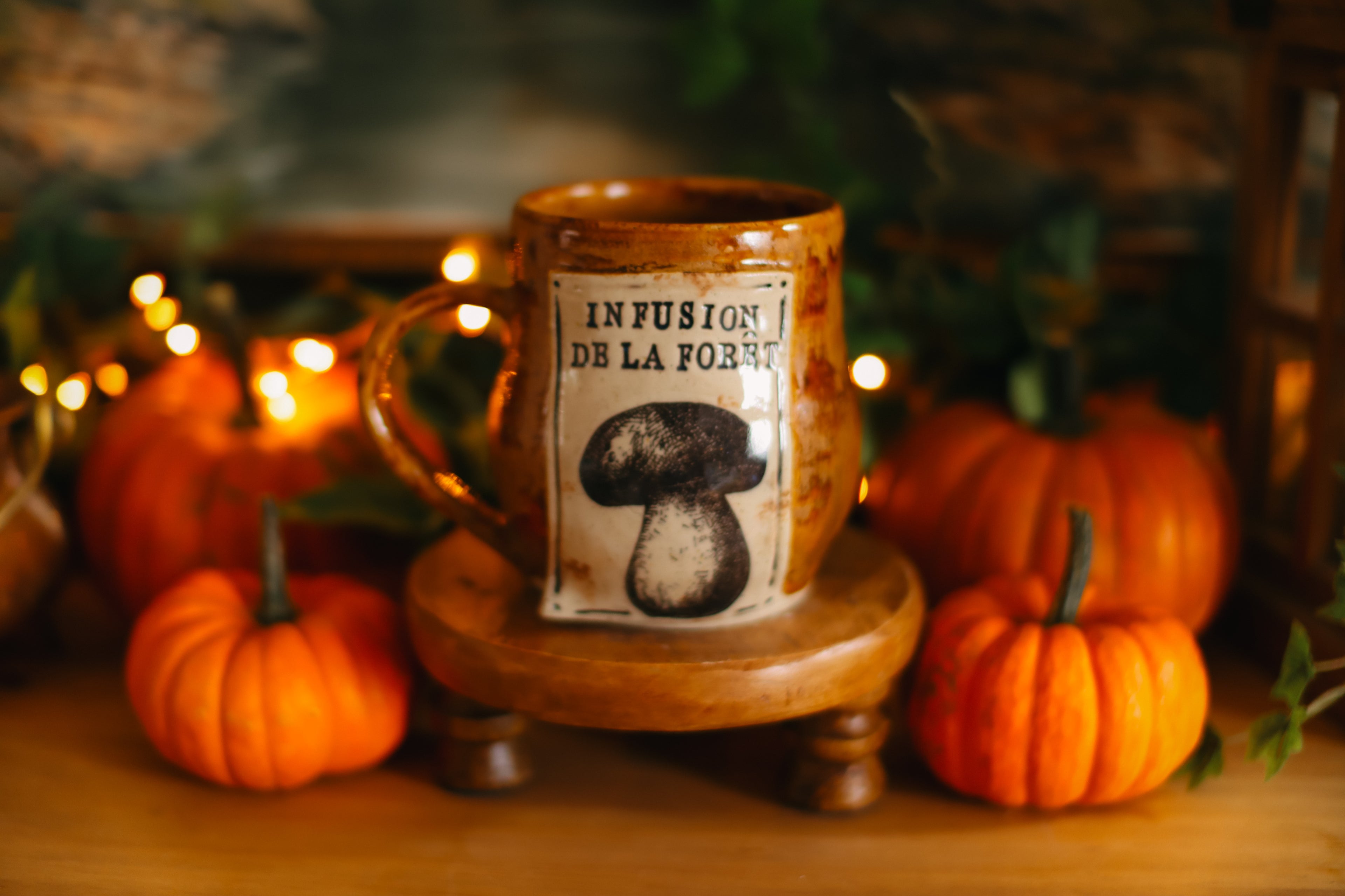 Tasse en grès style apothicaire  « Infusion de la forêt »