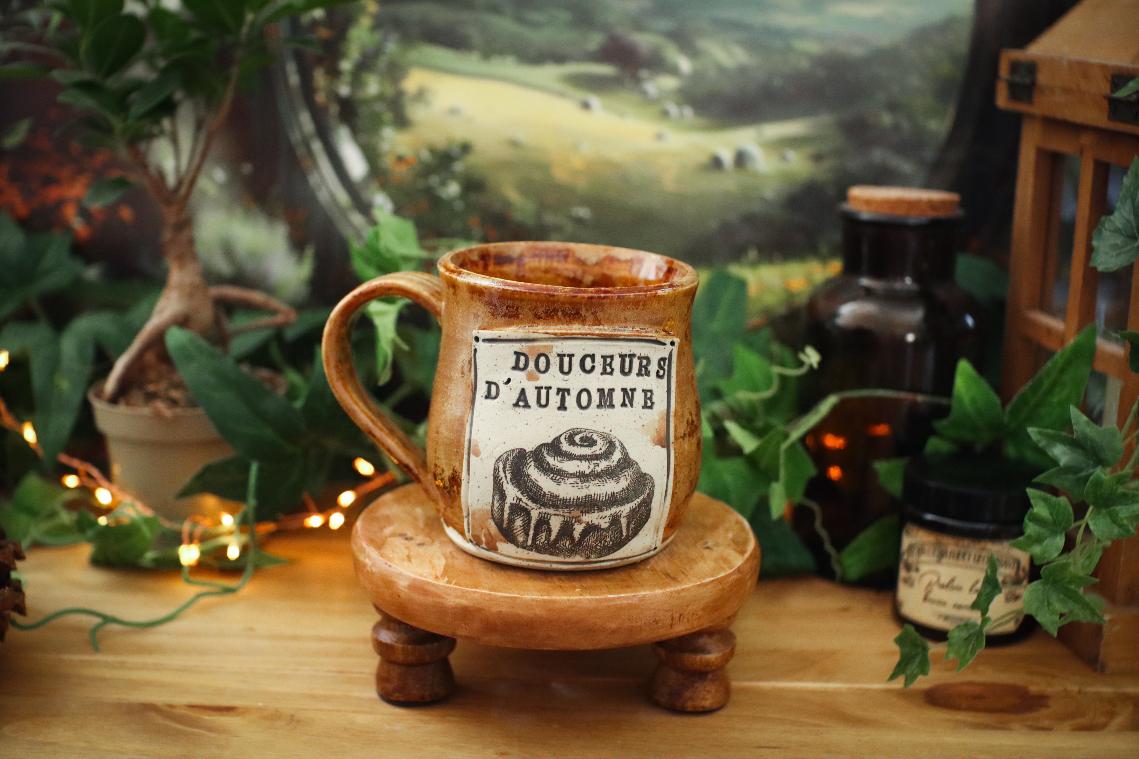 Tasse en grès style apothicaire  « Douceurs d'automne »