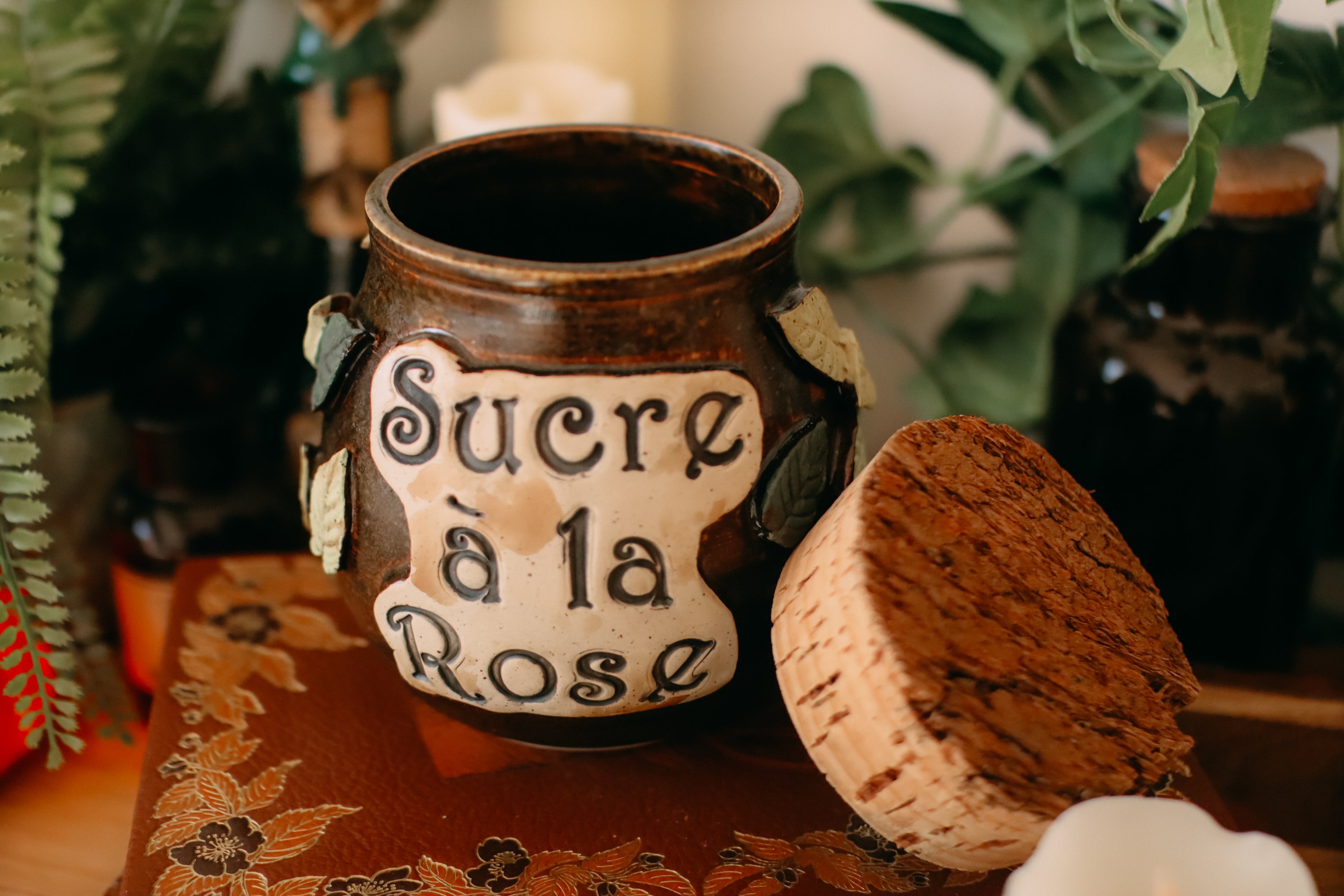 Pot pour cuisine style apothicaire « Sucre à la rose » en grès