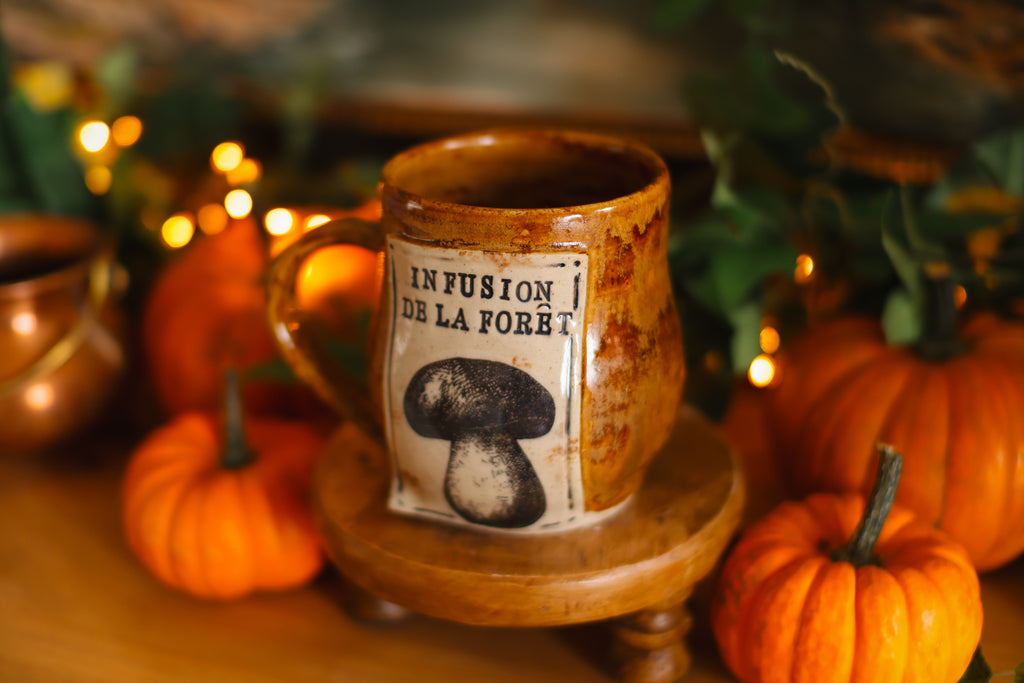 Tasse en grès style apothicaire  « Infusion de la forêt »