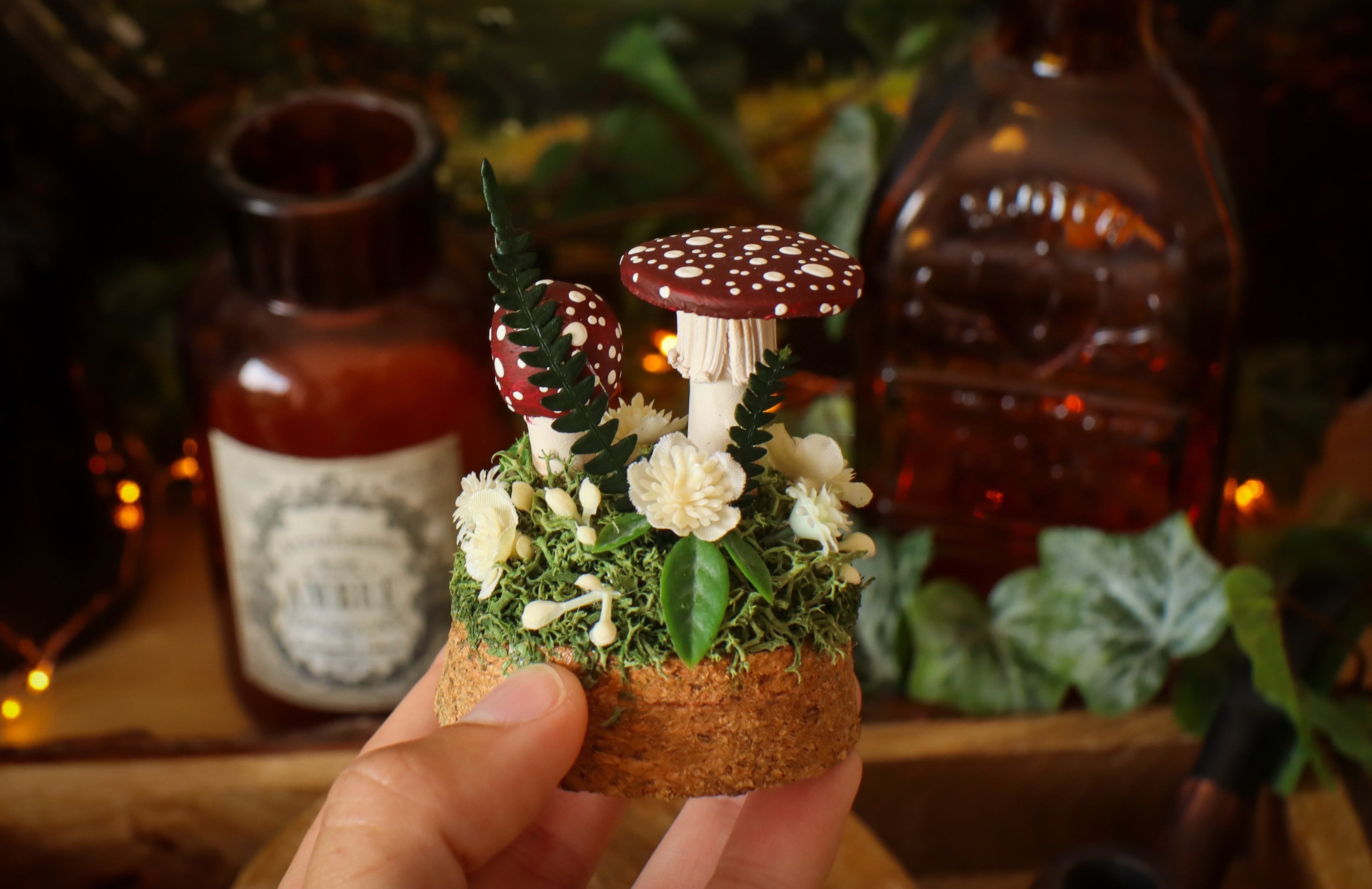 Mini-cloche aux amanites « Écrin de forêt »