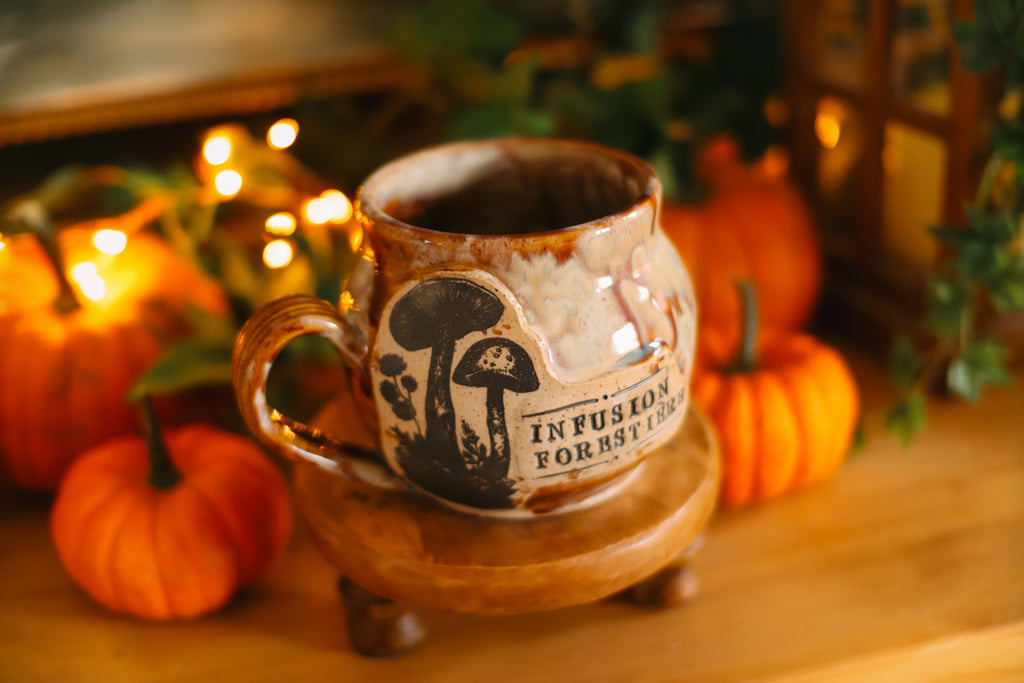 Tasse-chaudron en grès style apothicaire  « Infusion forestière »
