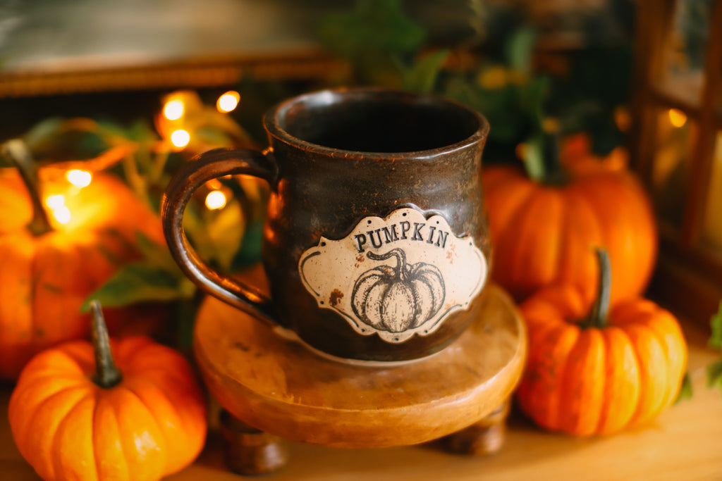Élégante tasse en grès style apothicaire « PUMPKIN »