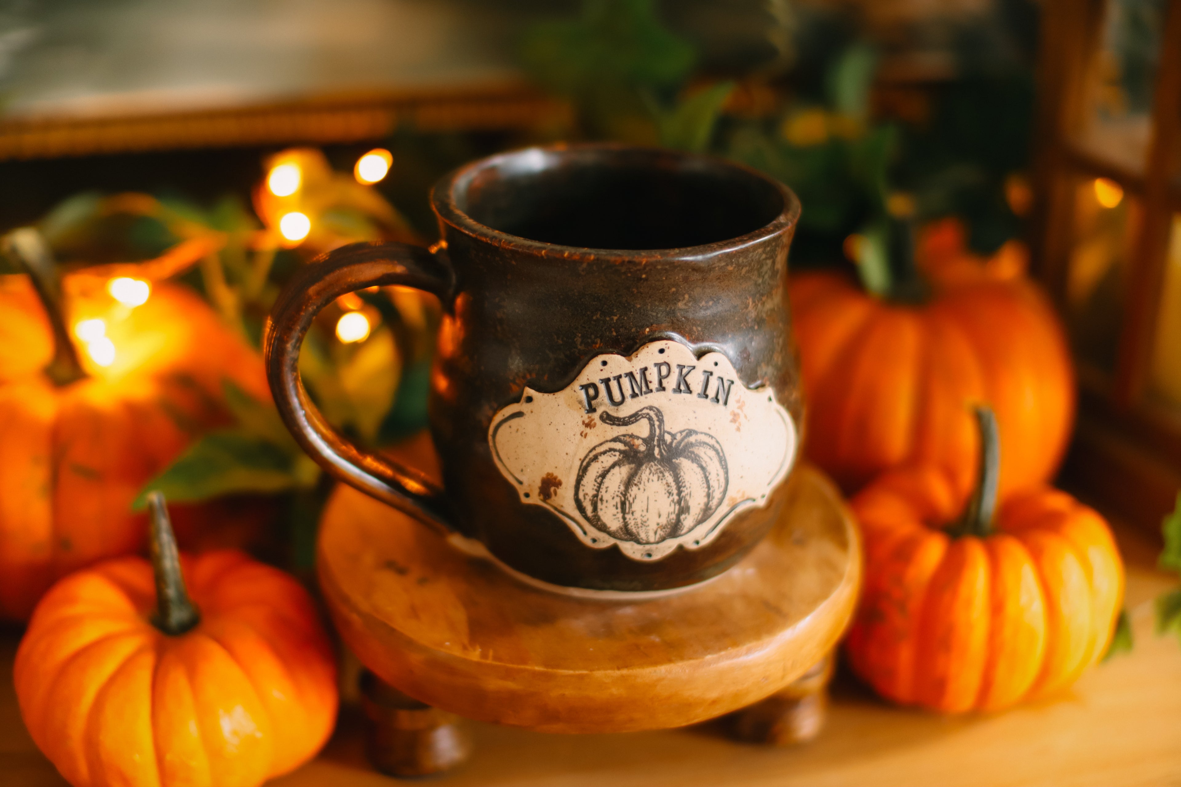 Élégante tasse en grès style apothicaire « PUMPKIN »