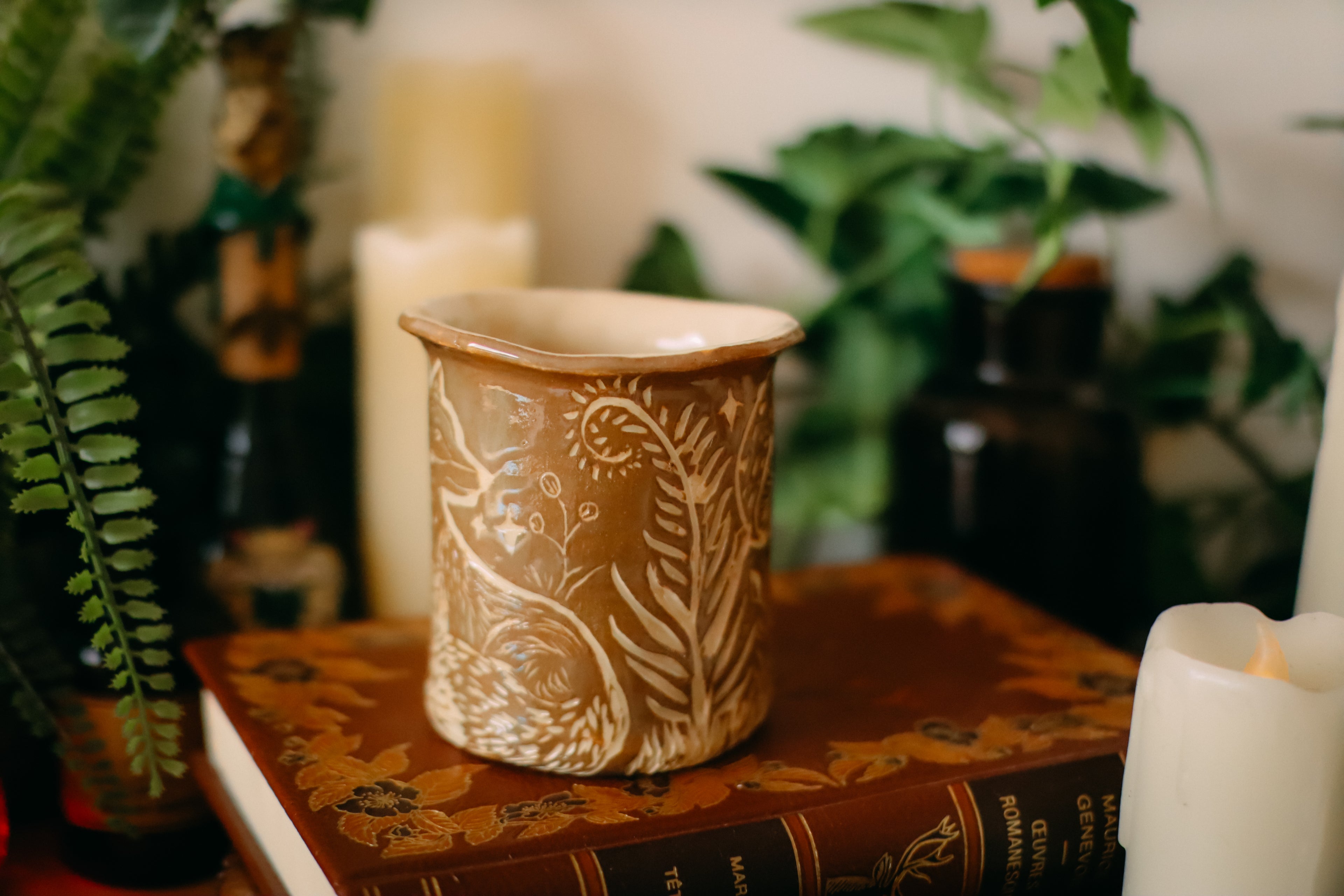 Tasse illustrée en grès « Renard et amanite »